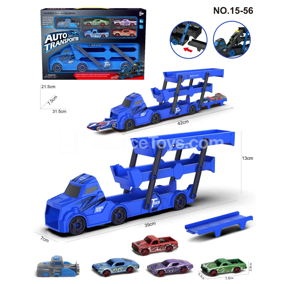 Folding Truck with 4 Muscle Cars and 1 Launcher