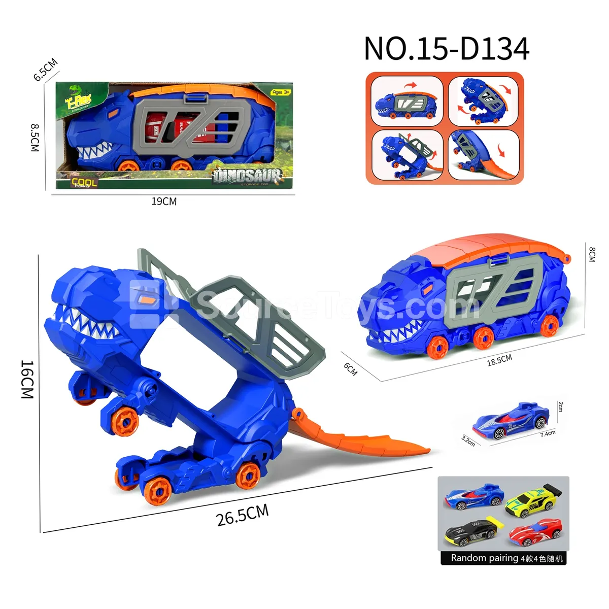 T-Rex Transforming Storage Car + 1 AB Car