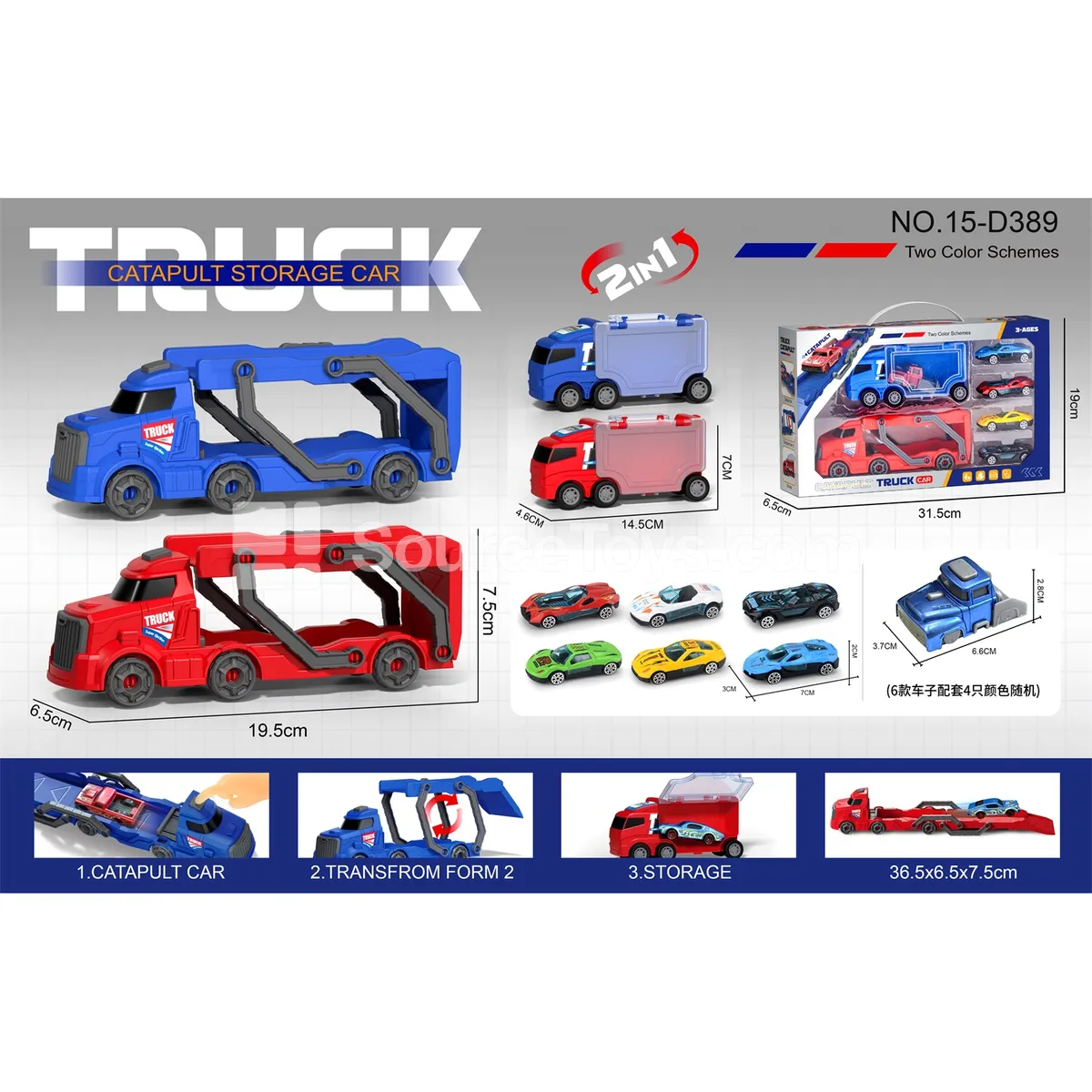 Foldable Launcher Car with Storage Truck & Alloy Mini Cars