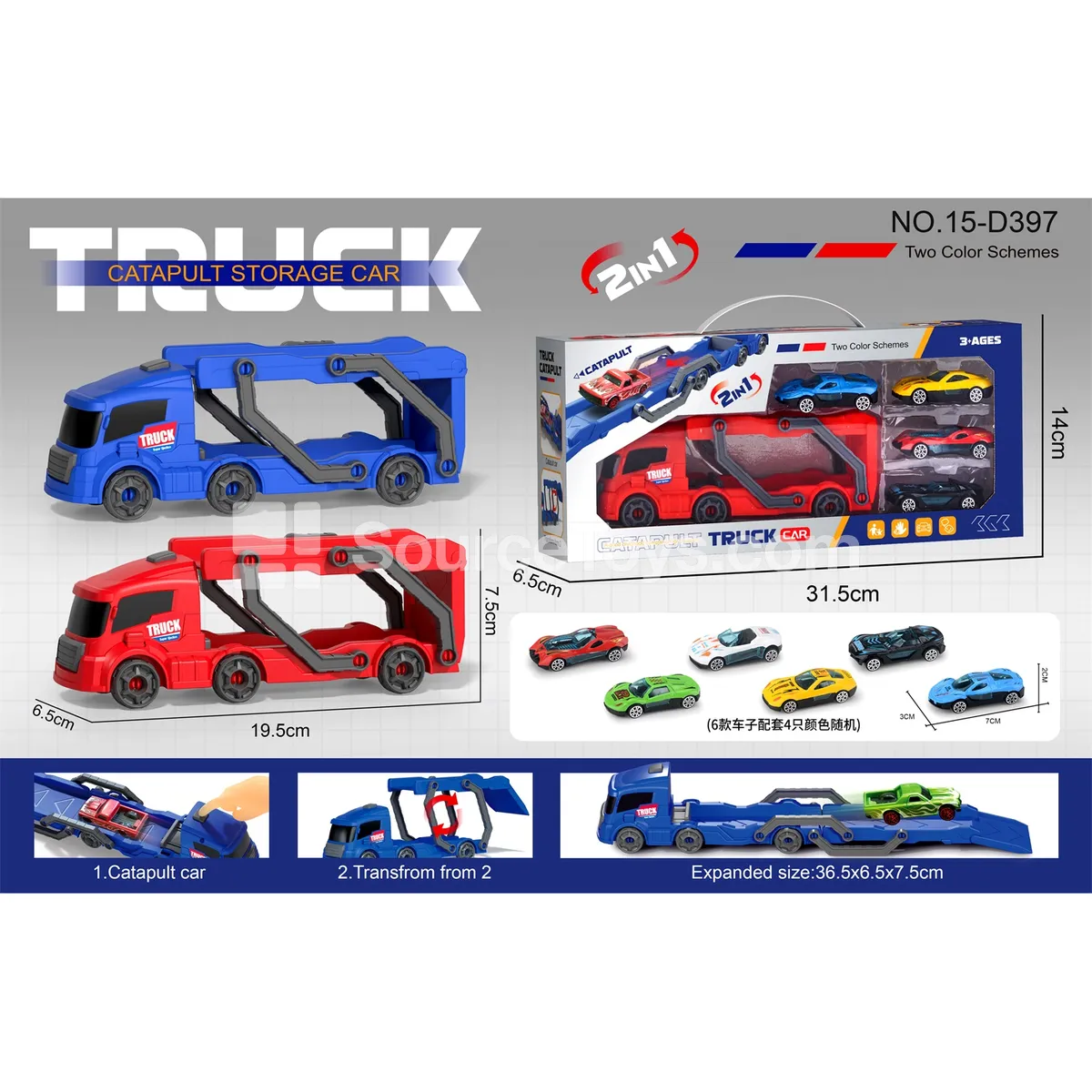 Mini Folding Launcher Car with 4 Alloy Toy Cars