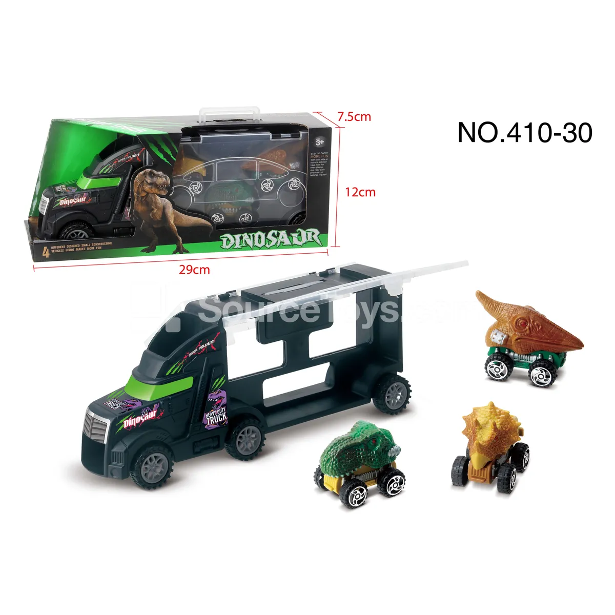 Dinosaur Ride-On Car with 3 Dinosaur Pullback Cars Dinosaur Ride-On Car with 3 Dinosaur Pullback Cars