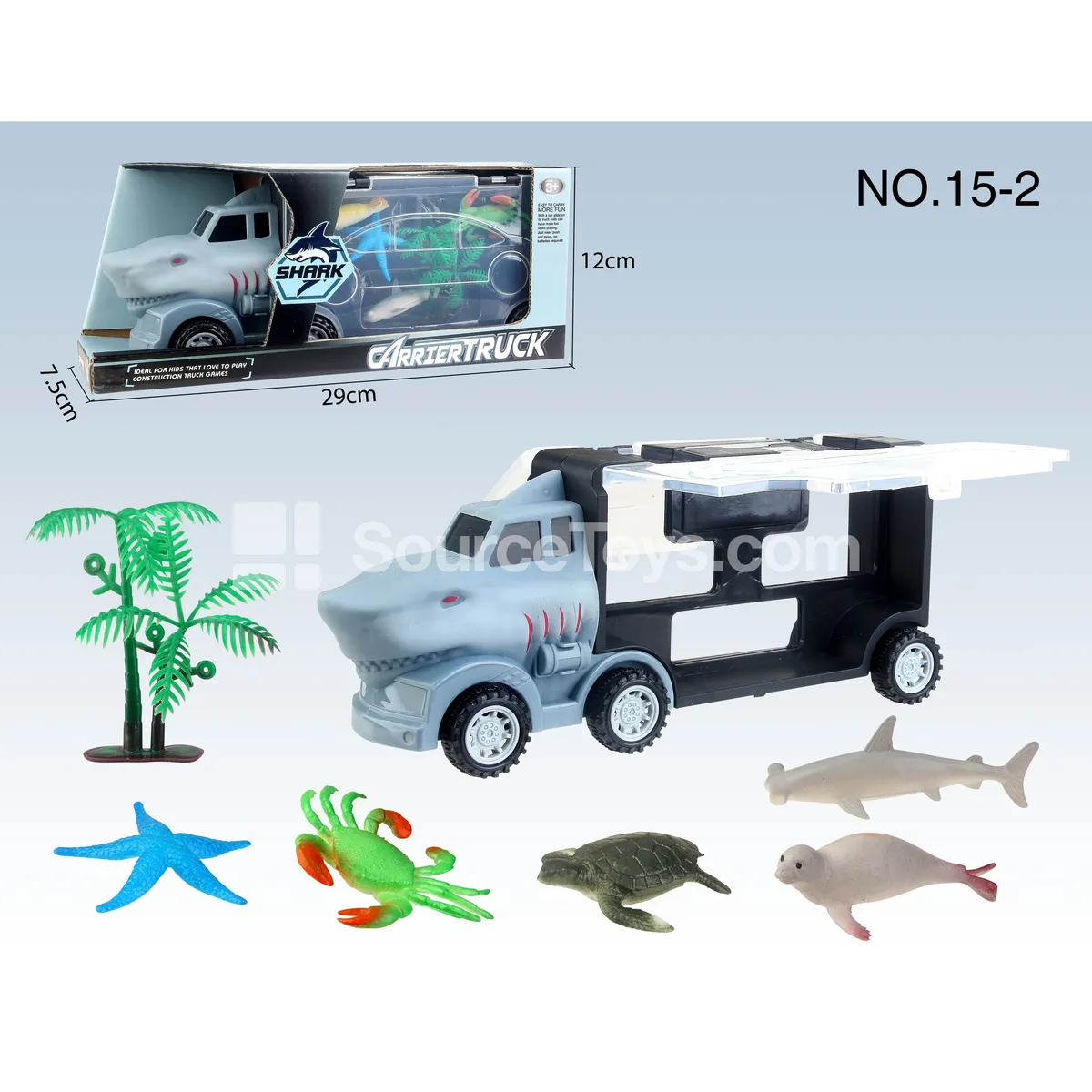 Shark Storage Truck with 5 Ocean Figures and 1 Tree