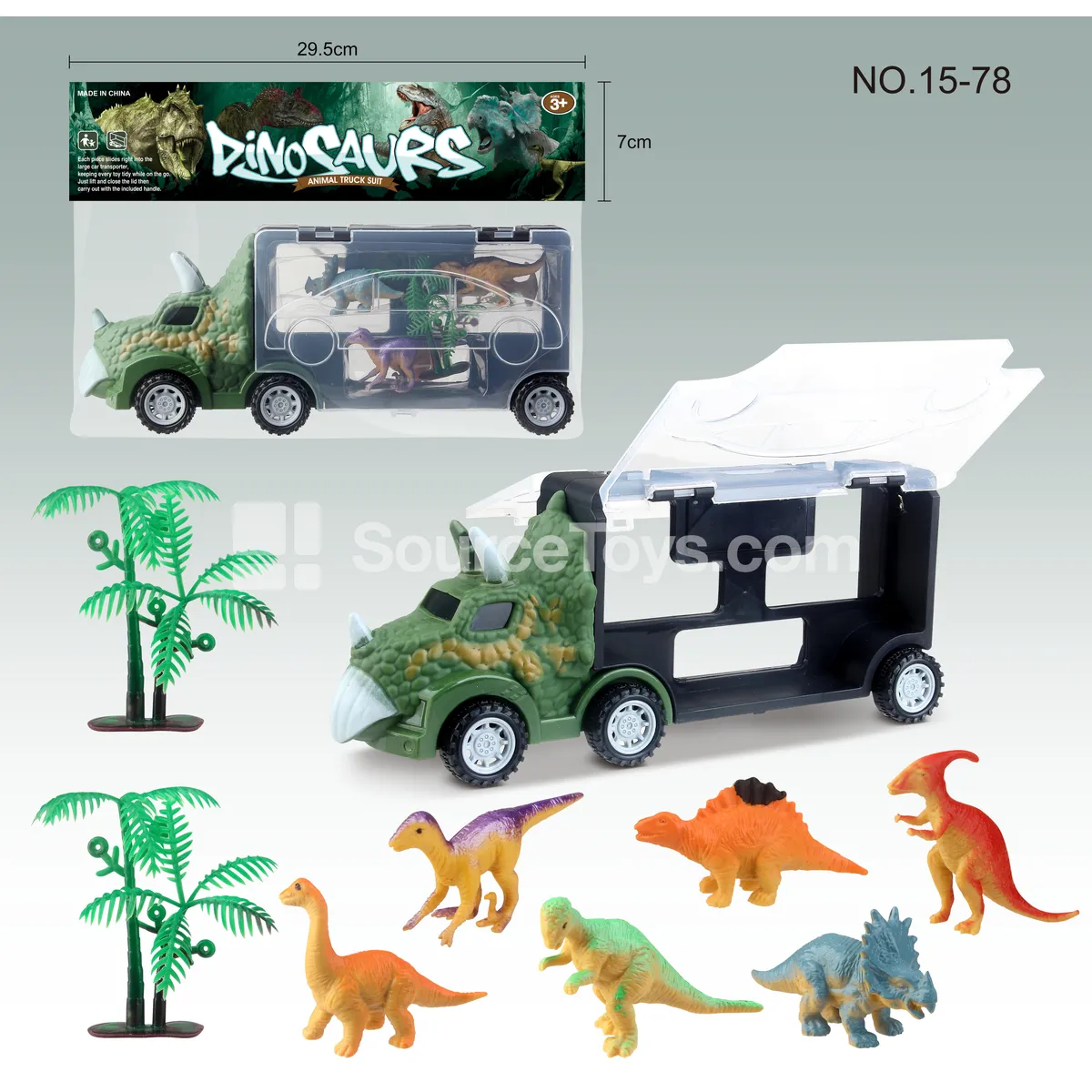 Dinosaur Ride-On with 6 Dinosaurs & 2 Trees (Double-Sided) Dinosaur Ride-On with 6 Dinosaurs & 2 Trees (Double-Sided)