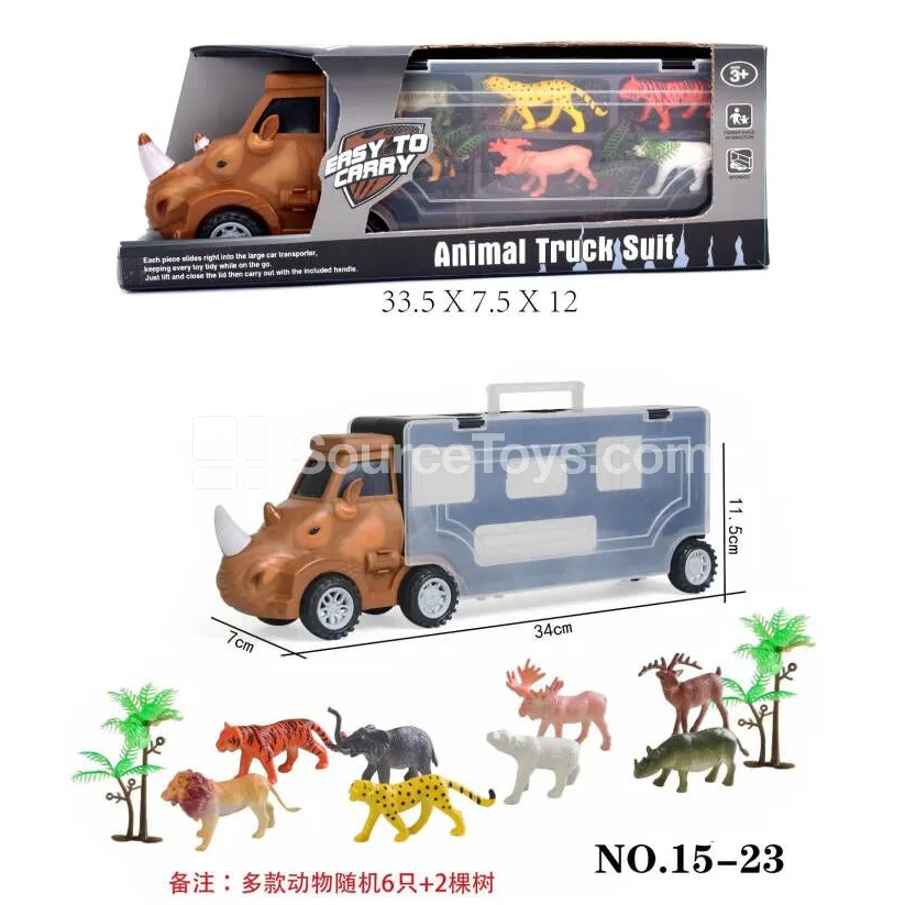 Rhino Storage Truck with 6 Animals and 2 Trees