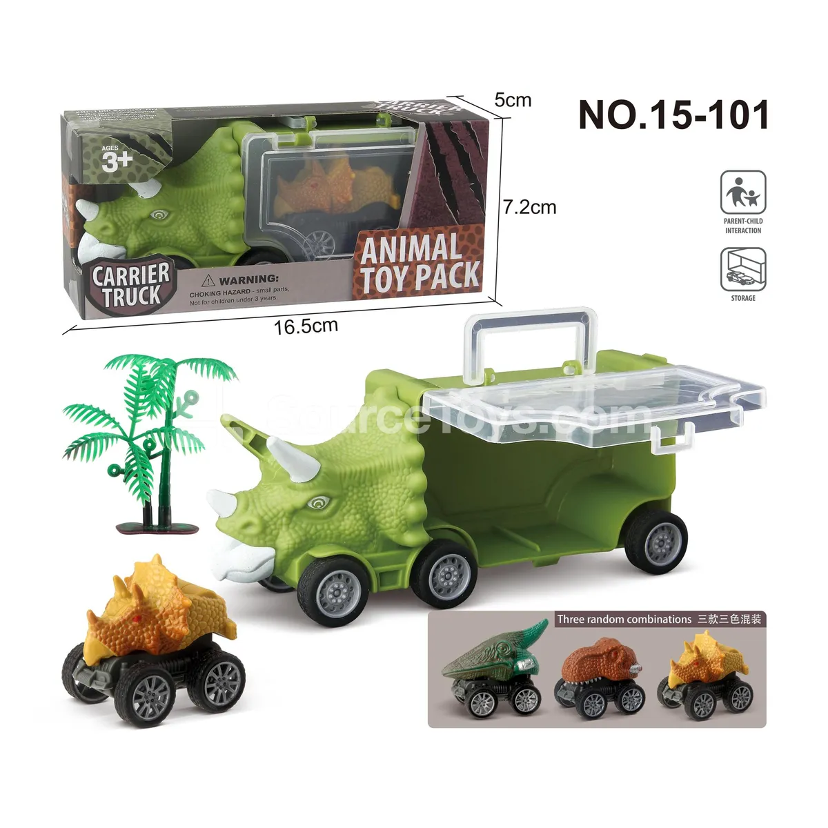 Dinosaur Vehicle Storage Car with 1 Pullback Dinosaur and 1 Tree Dinosaur Vehicle Storage Car with 1 Pullback Dinosaur and 1 Tree