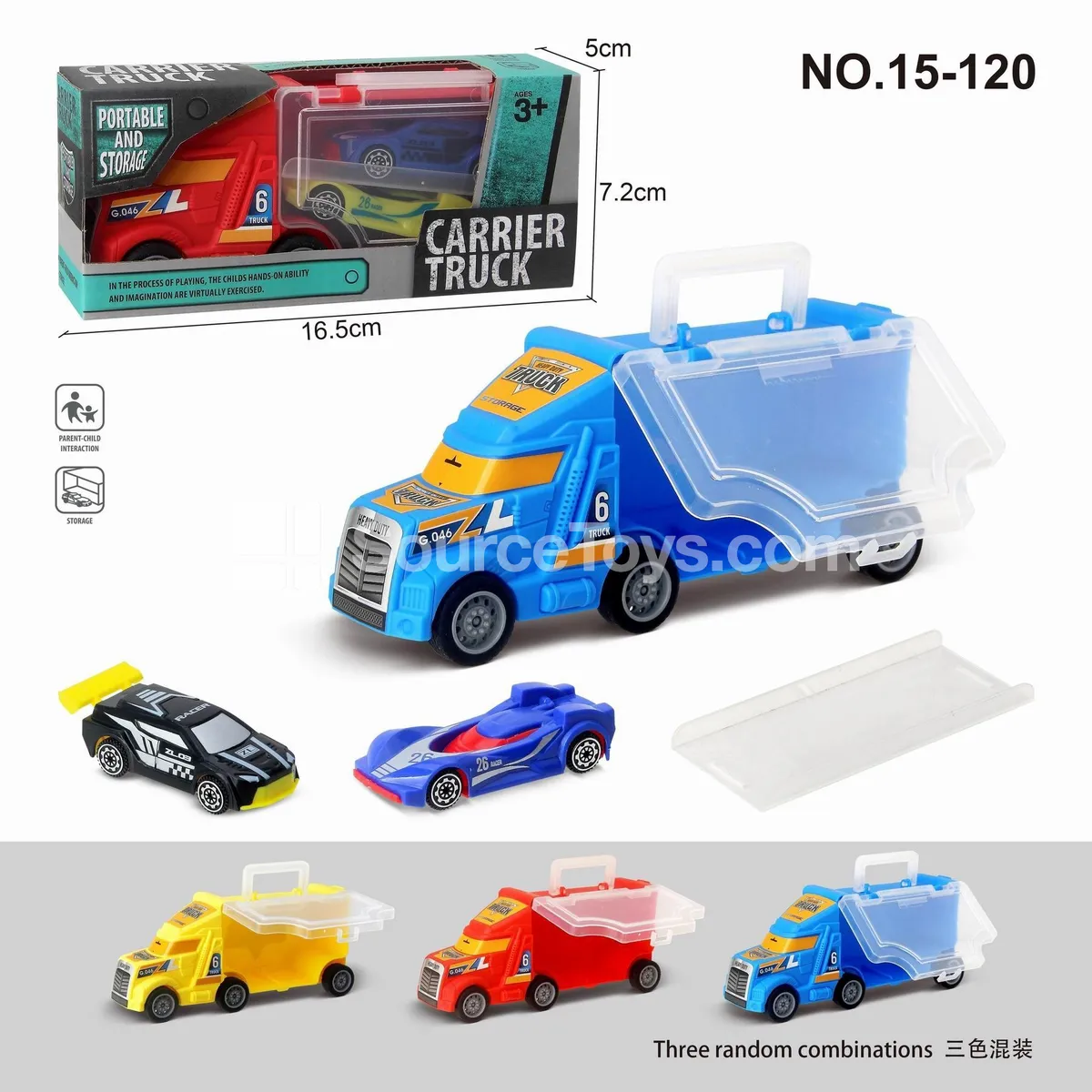 Mini Ride-On Car with 2 Assorted Cars (3 Colors)