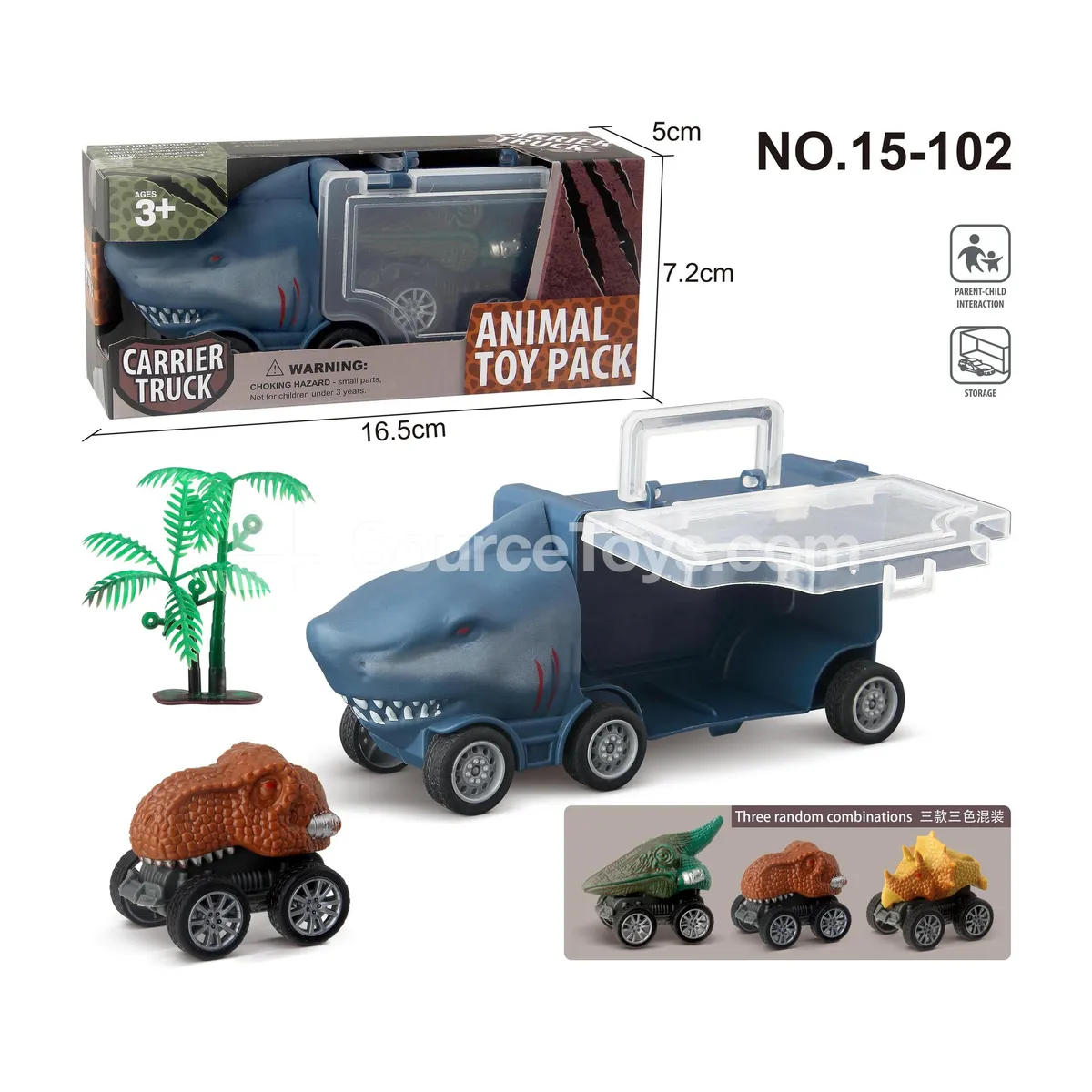 Shark Storage Car with 1 Pullback Dinosaur and 1 Tree Shark Storage Car with 1 Pullback Dinosaur and 1 Tree