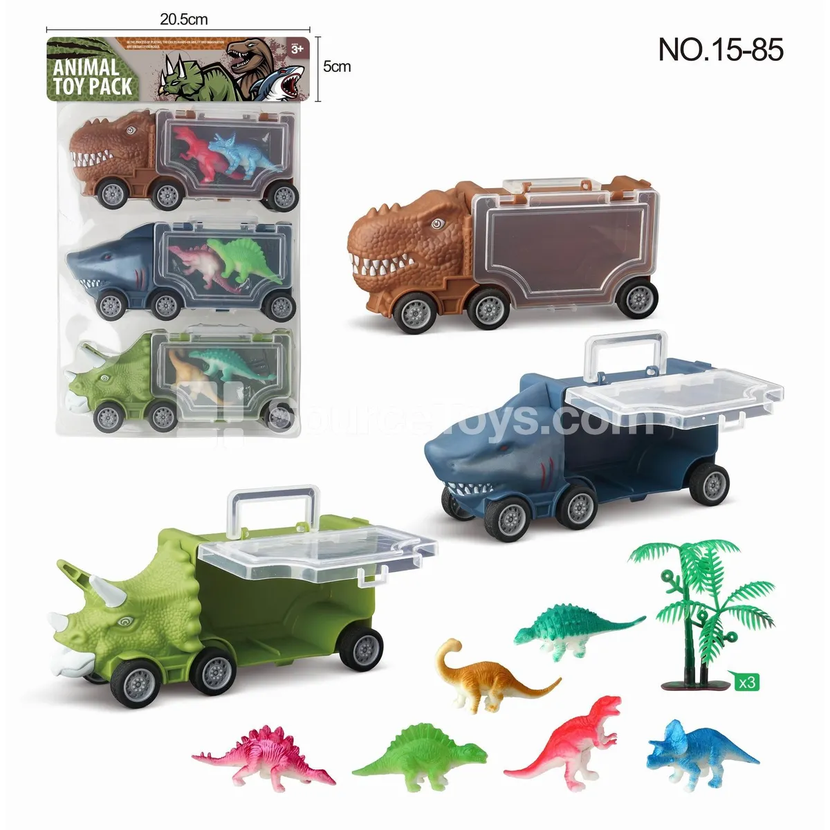Dinosaur Cars Set Small Triceratops, Small Shark, Small T-Rex, 6 Dinosaurs, 3 Trees Dinosaur Cars Set Small Triceratops, Small Shark, Small T-Rex, 6 Dinosaurs, 3 Trees