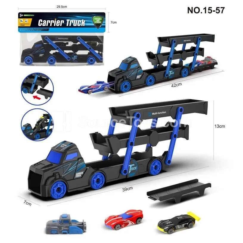 Tractor Folding Ride-On with 2 Cars and 1 Launcher