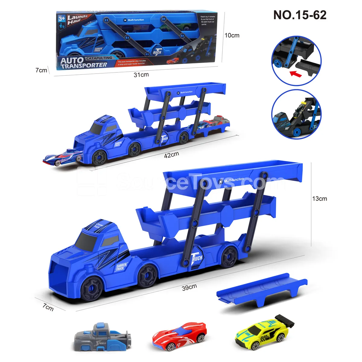 Tractor Folding Cart with 2 Cars and 1 Launcher Tractor Folding Cart with 2 Cars and 1 Launcher
