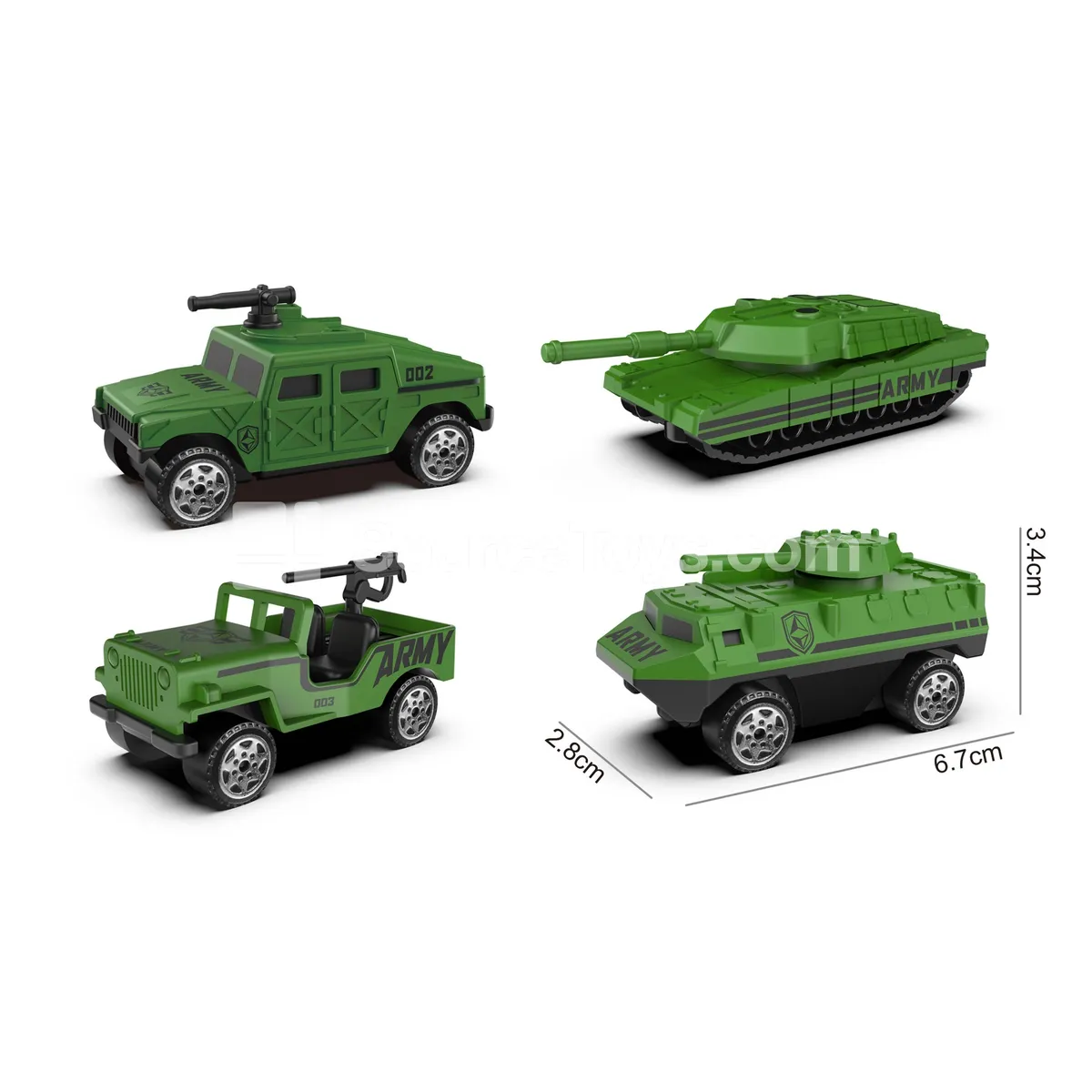 Military AB Cars 4-Pack with Launcher Military AB Cars 4-Pack with Launcher