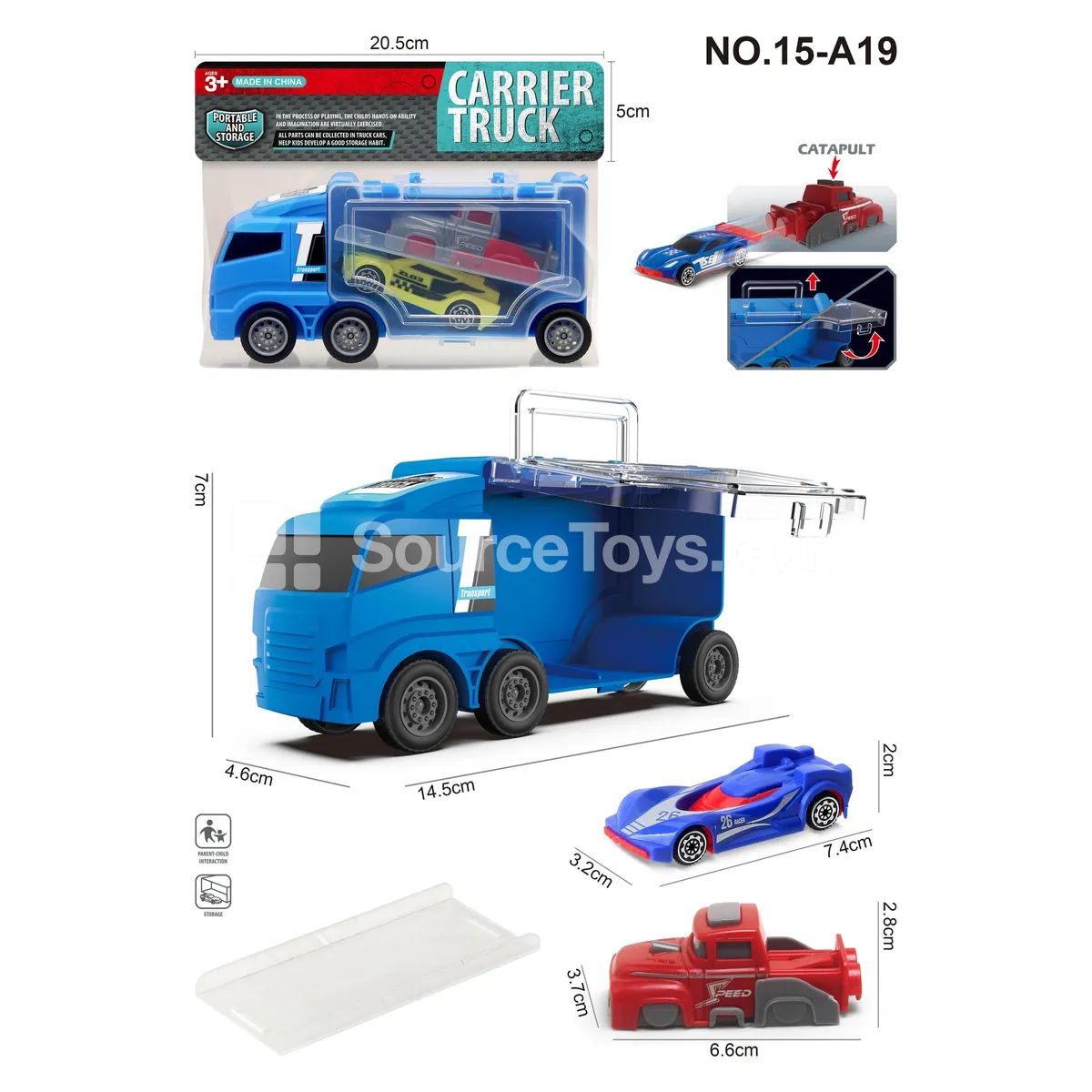 Blue Square-Head Mini Storage Car with AB Car and Launcher Blue Square-Head Mini Storage Car with AB Car and Launcher
