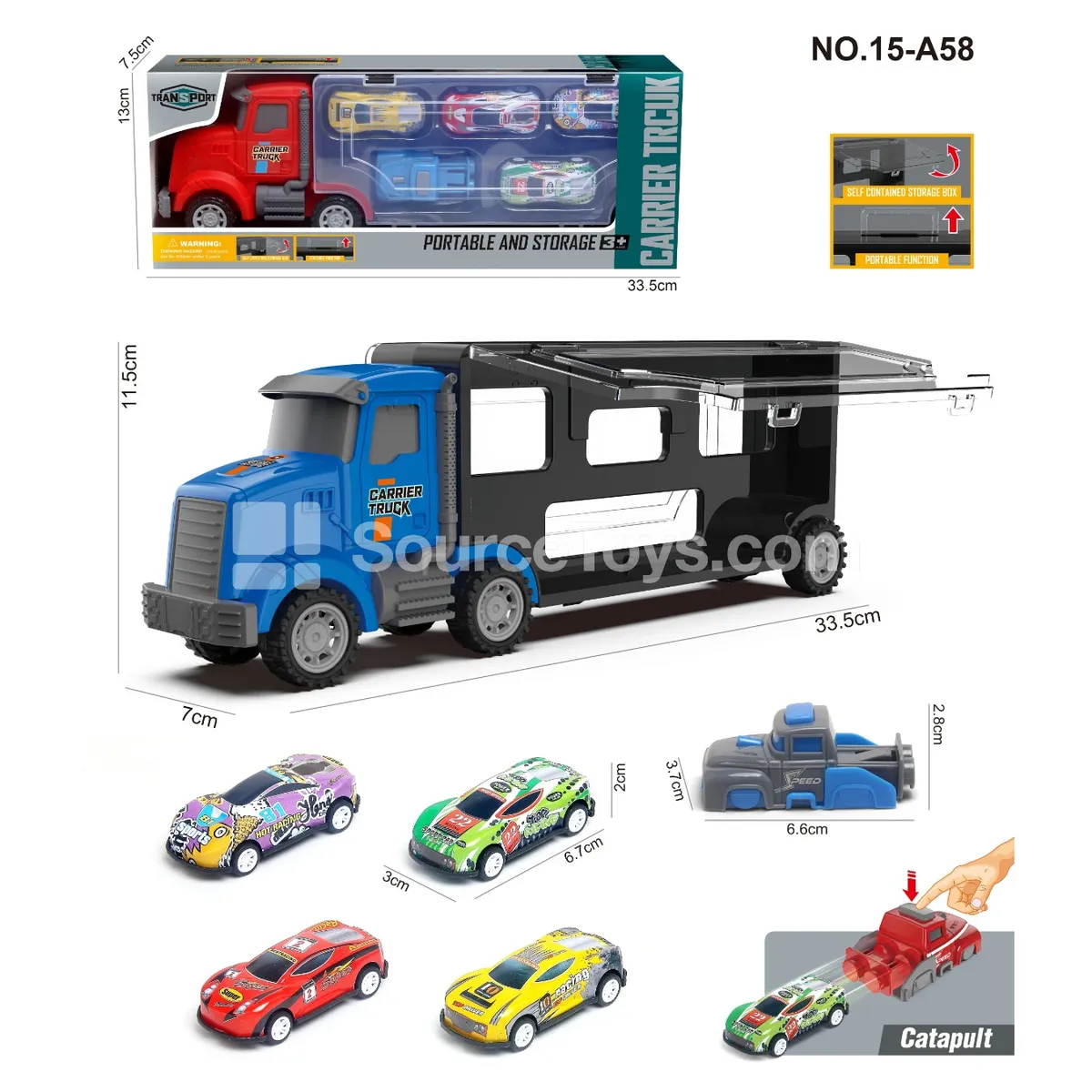 Storage Truck with 4 Tin Toy Cars & 1 Launcher Storage Truck with 4 Tin Toy Cars & 1 Launcher