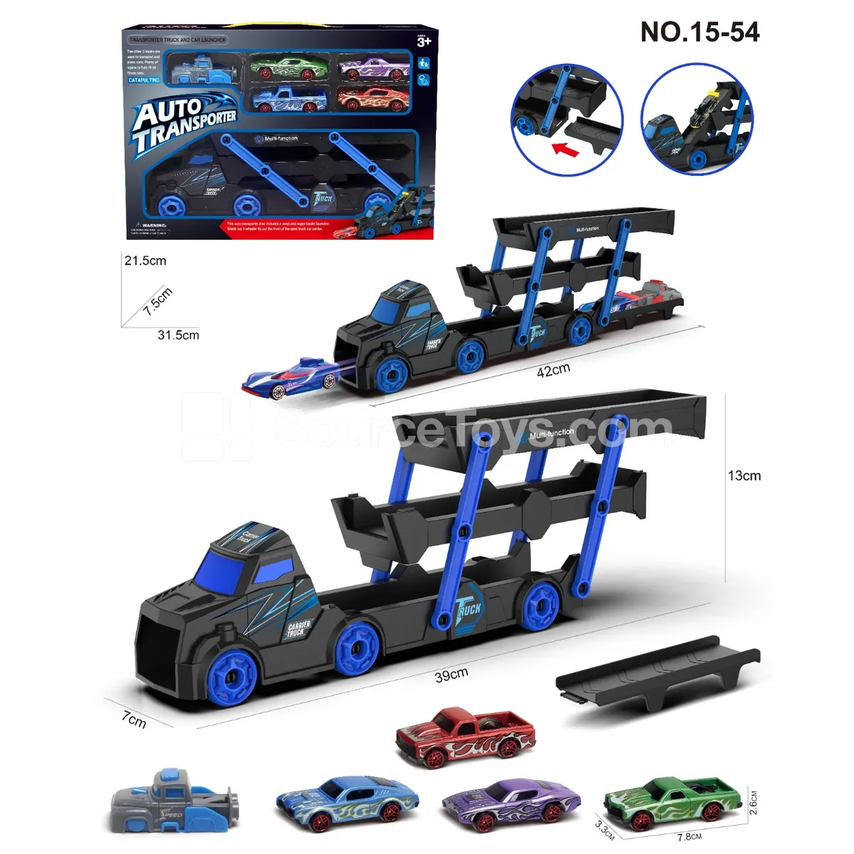 Folding Truck with 4 Muscle Cars and Launcher