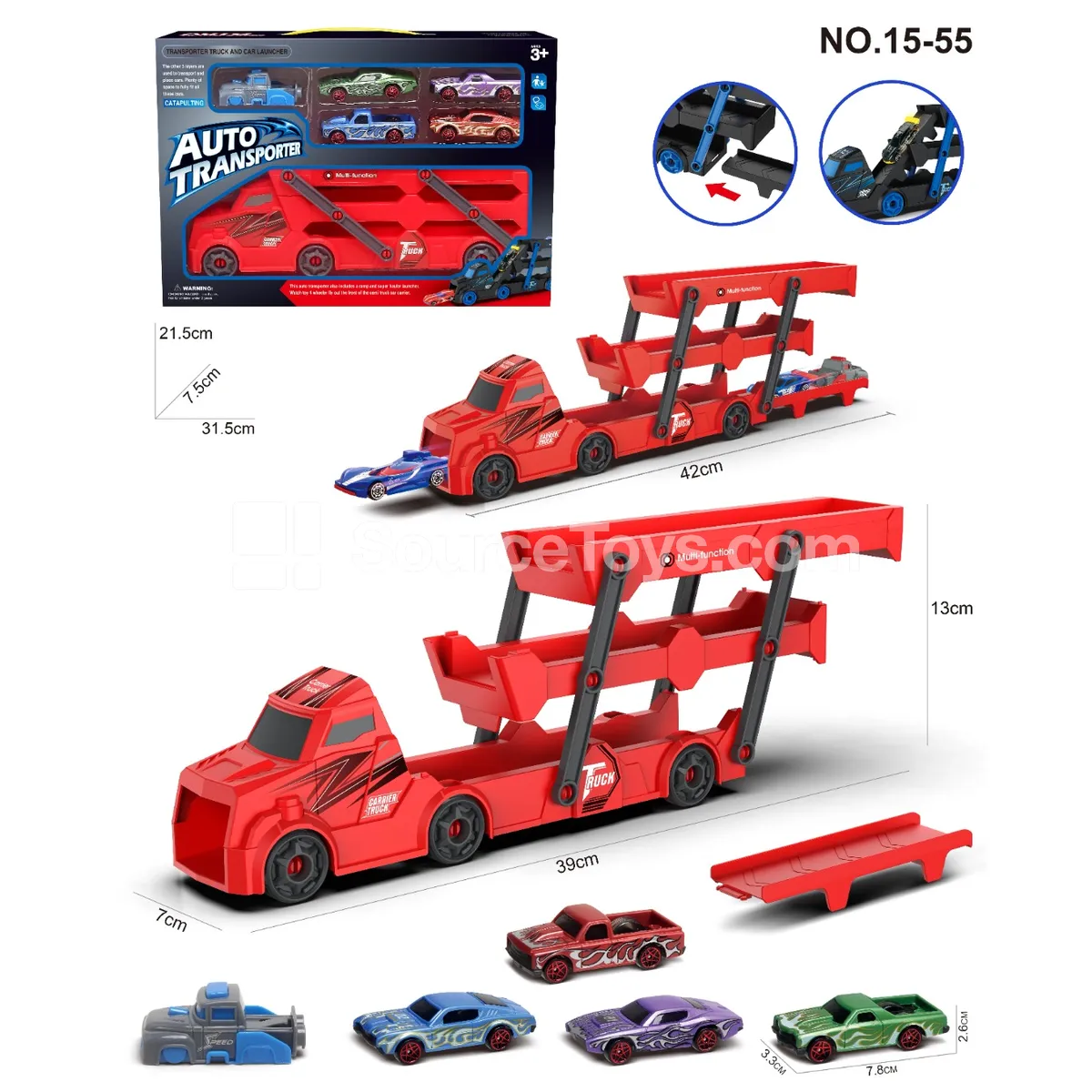 Folding Truck with 4 Muscle Cars and 1 Launcher Folding Truck with 4 Muscle Cars and 1 Launcher
