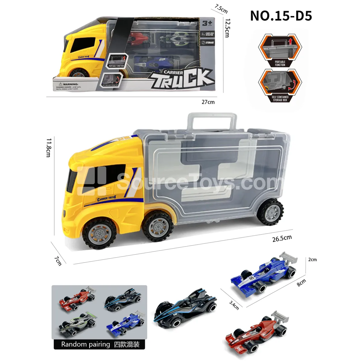 Square Storage Truck + 3 F1 Cars Square Storage Truck + 3 F1 Cars