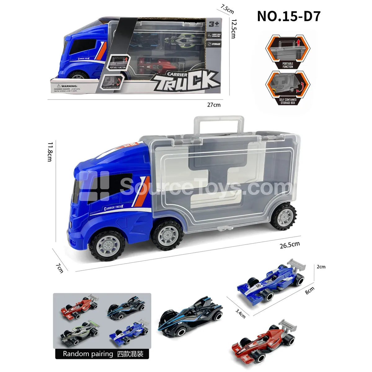 Storage Car with 3 F1-style Cars Storage Car with 3 F1-style Cars