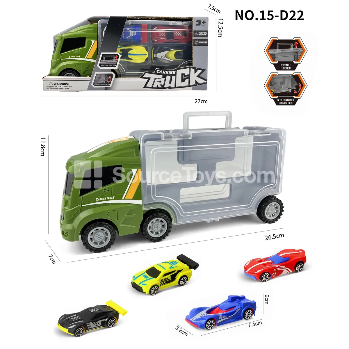 Square-Head Storage Car with 4 AB Cars Square-Head Storage Car with 4 AB Cars
