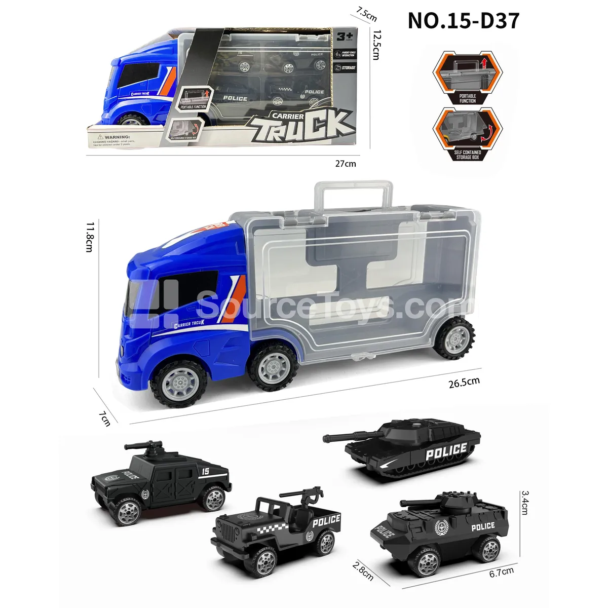 Square Storage Car with 4 Police Cars Square Storage Car with 4 Police Cars