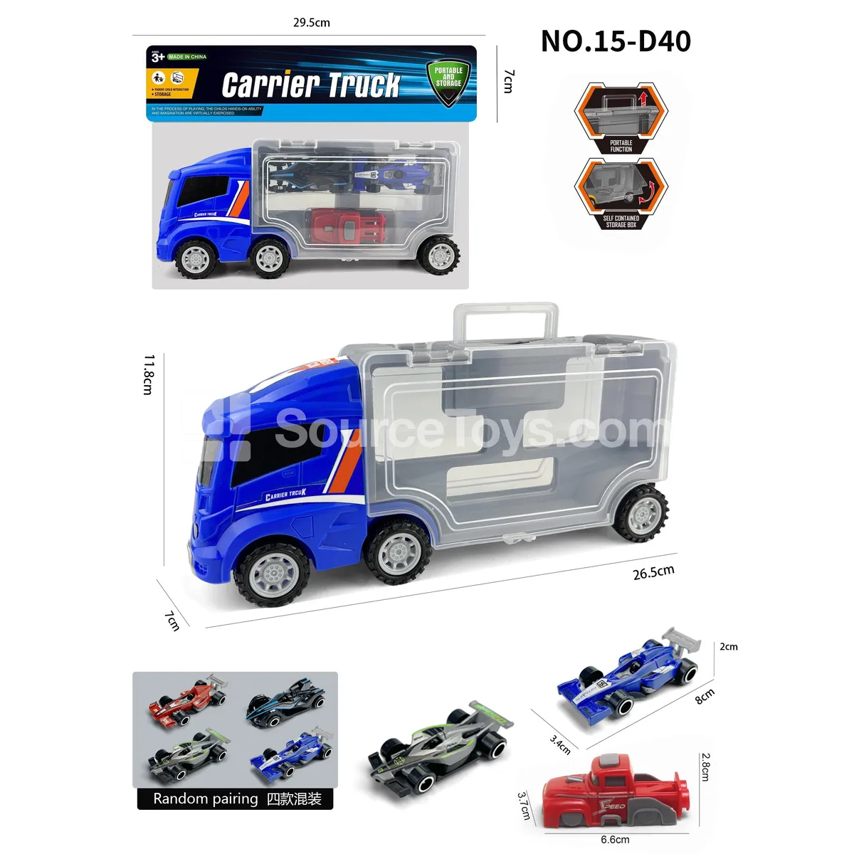 Square Storage Car with 2 F1 Cars & Launcher Square Storage Car with 2 F1 Cars & Launcher