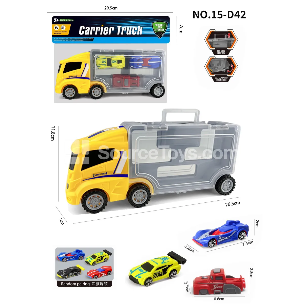Square Storage Car with 2 Cars and Launcher