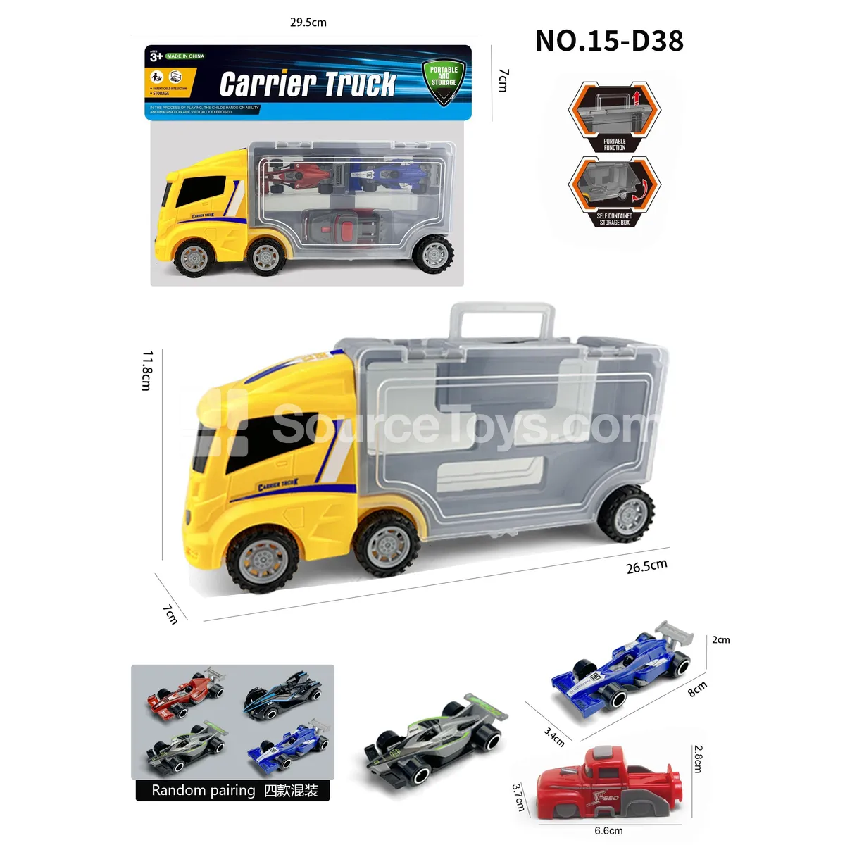 Square Storage Car with 2 F1 Cars and Launcher (15-D38) Square Storage Car with 2 F1 Cars and Launcher (15-D38)