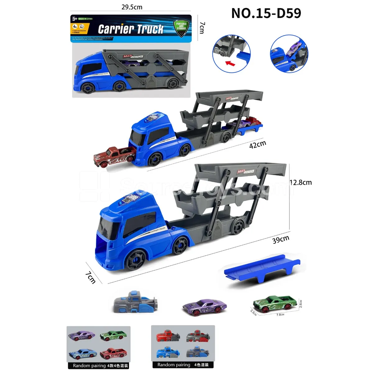 Folding Car with 2 Muscle Cars and 1 Launcher