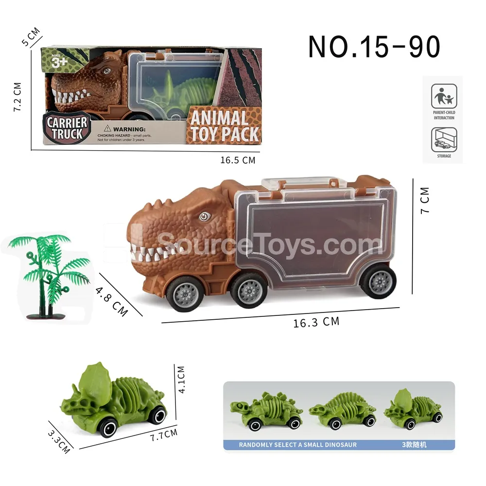 T-Rex Storage Truck with 1 Skeleton Dino Car & 1 Tree