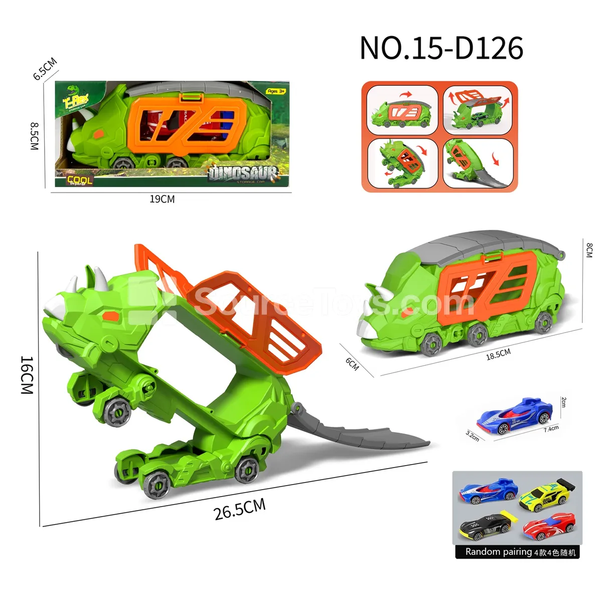 Triceratops Transforming Storage Truck + 1 AB Car Triceratops Transforming Storage Truck + 1 AB Car
