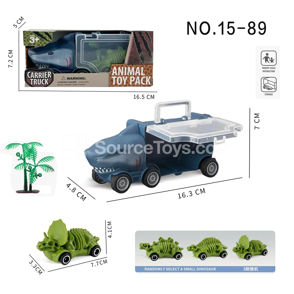 Shark Storage Truck with Skeleton Dinosaur Car and Tree Shark Storage Truck with Skeleton Dinosaur Car and Tree