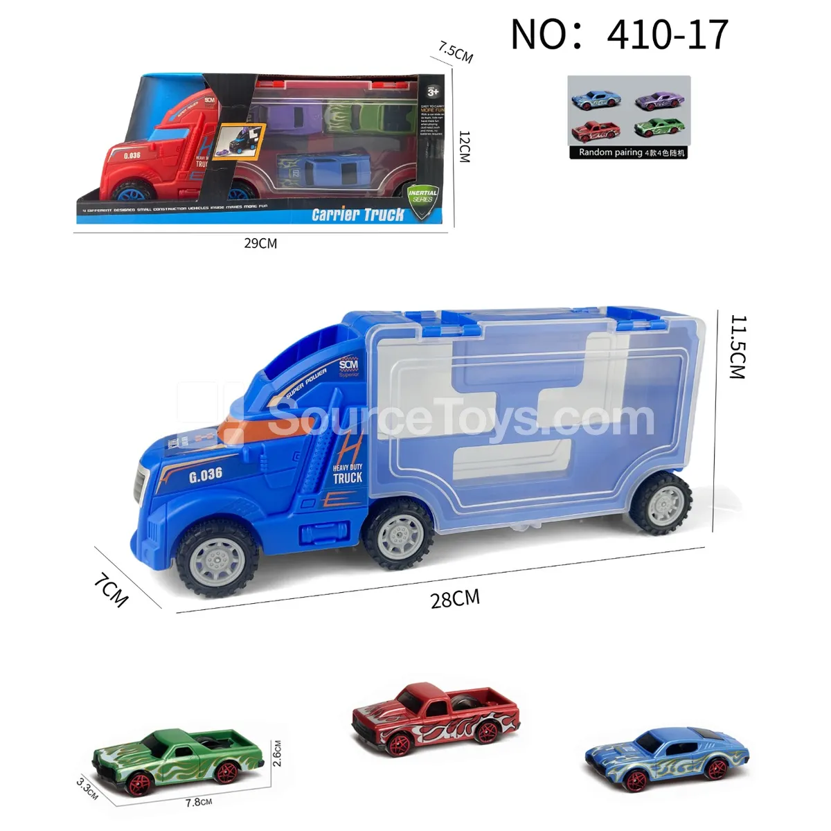 Storage Truck with 3 Muscle Cars Storage Truck with 3 Muscle Cars