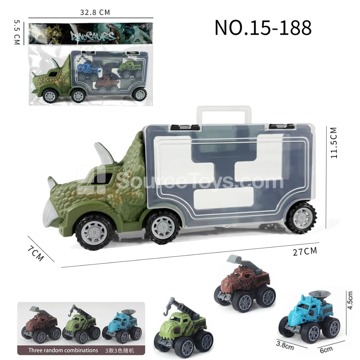 Triceratops Storage Truck with 3 Dinosaur Cars Triceratops Storage Truck with 3 Dinosaur Cars