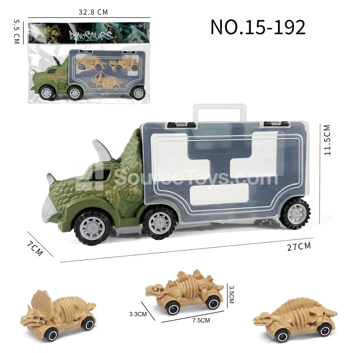 Triceratops Storage Truck with 3 Dinosaur Skeleton Cars Triceratops Storage Truck with 3 Dinosaur Skeleton Cars