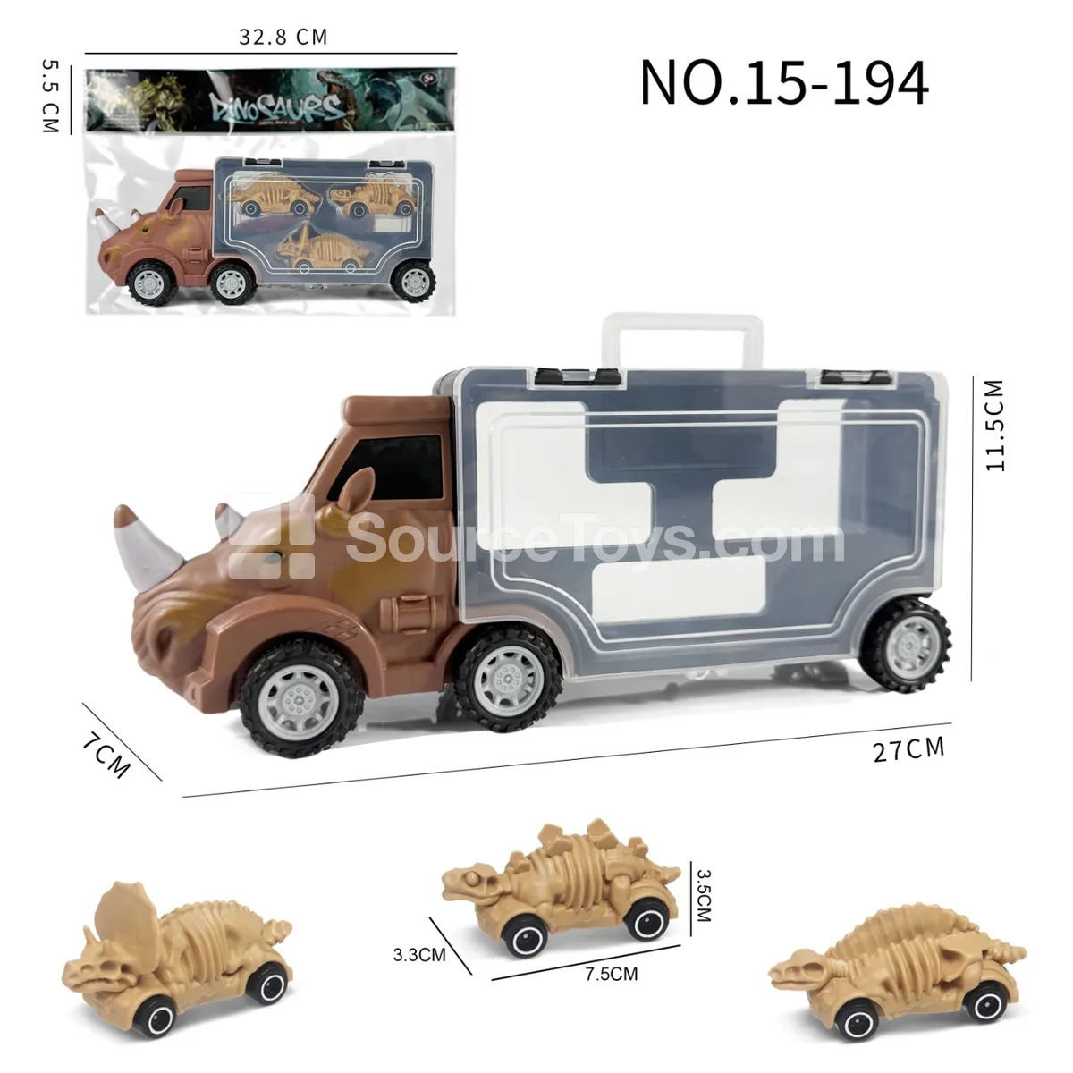 Rhino Storage Truck with 3 Skeleton Dinosaur Cars Rhino Storage Truck with 3 Skeleton Dinosaur Cars