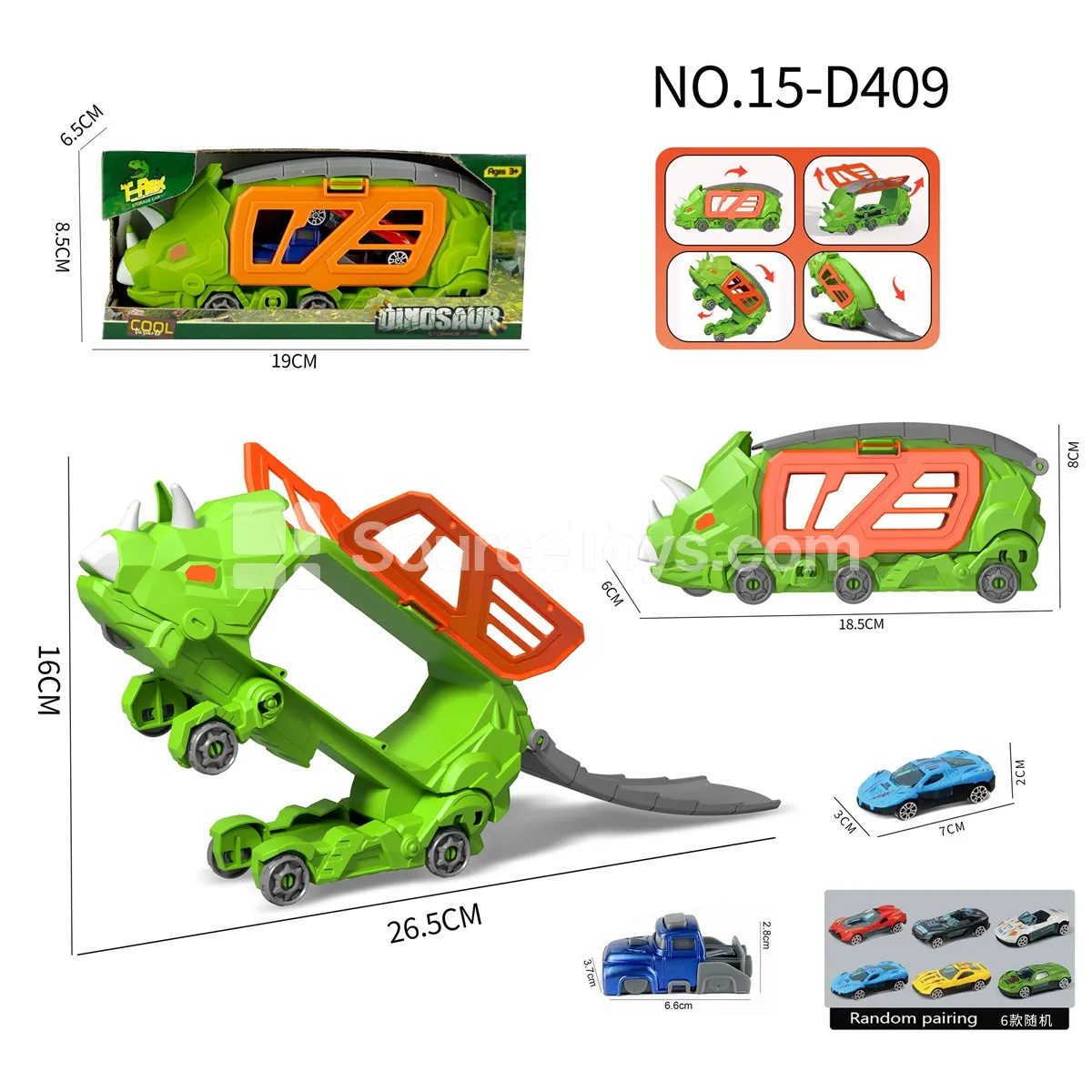Little Triceratops Transforming Storage Truck with 1 Alloy Car & 1 Launcher Little Triceratops Transforming Storage Truck with 1 Alloy Car & 1 Launcher
