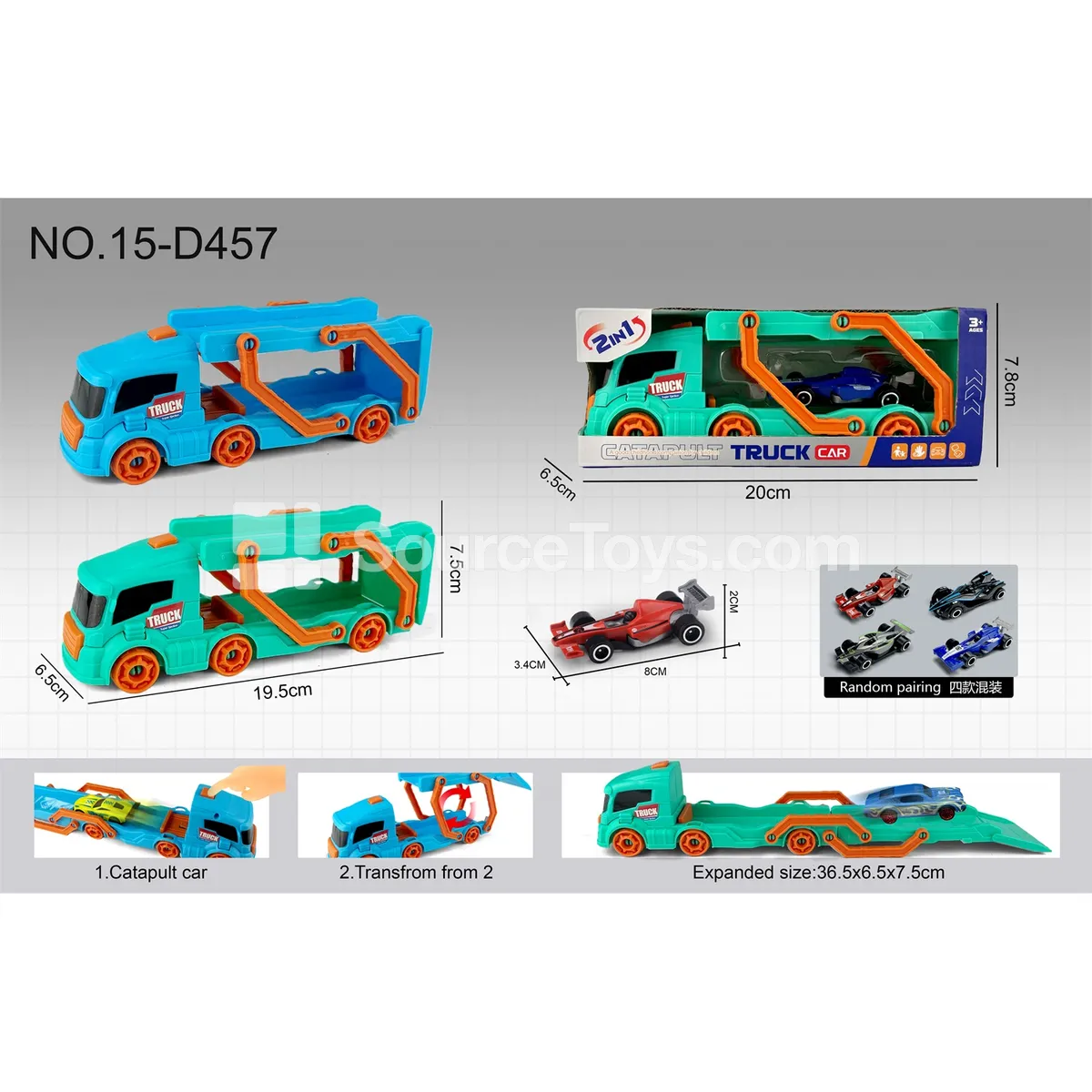Square Head Launcher Track Car with 1 F1 Car (Macaron Colors) Square Head Launcher Track Car with 1 F1 Car (Macaron Colors)
