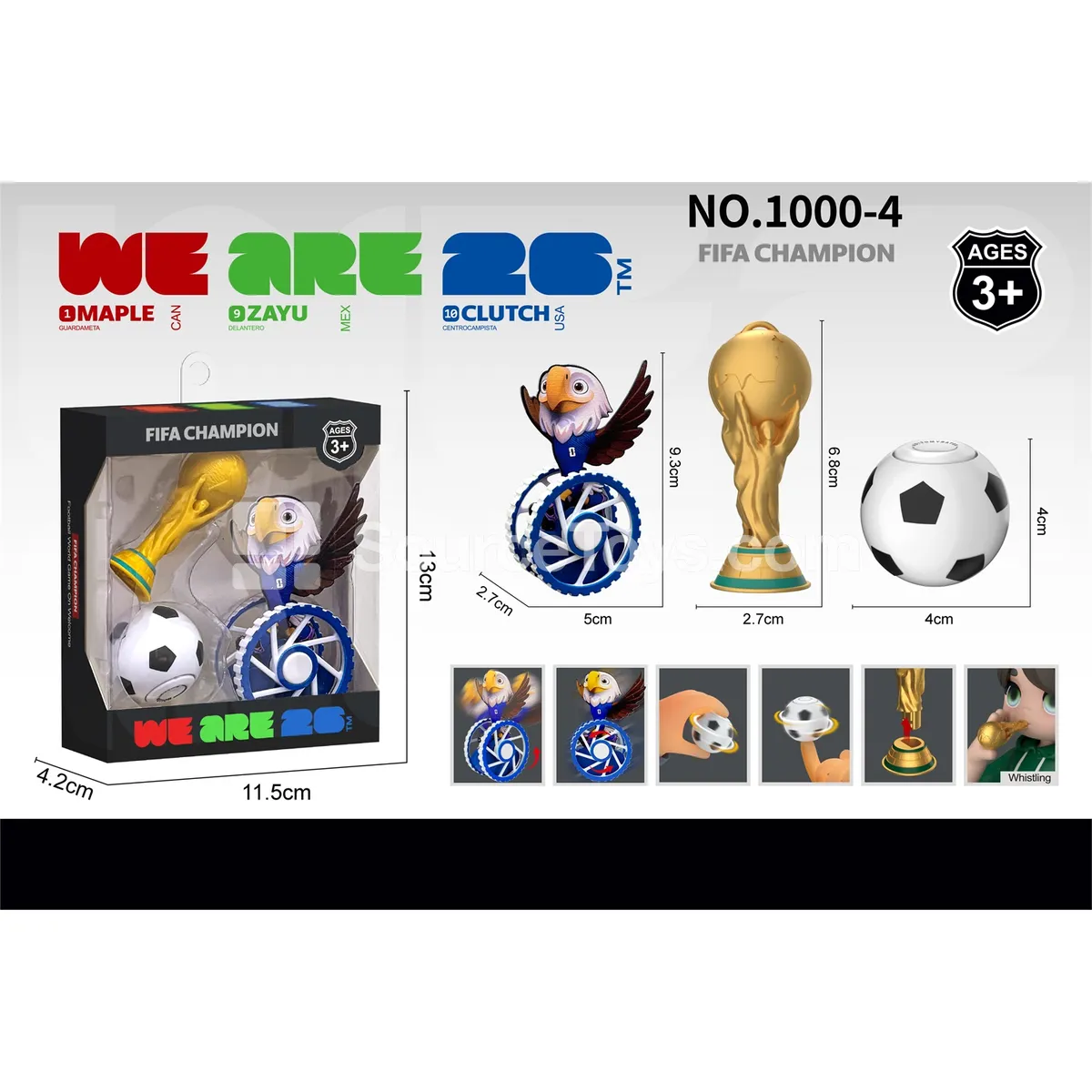World Cup Mascot Roly-Poly Toy, Trophy Whistle, Finger Spinning Football World Cup Mascot Roly-Poly Toy, Trophy Whistle, Finger Spinning Football