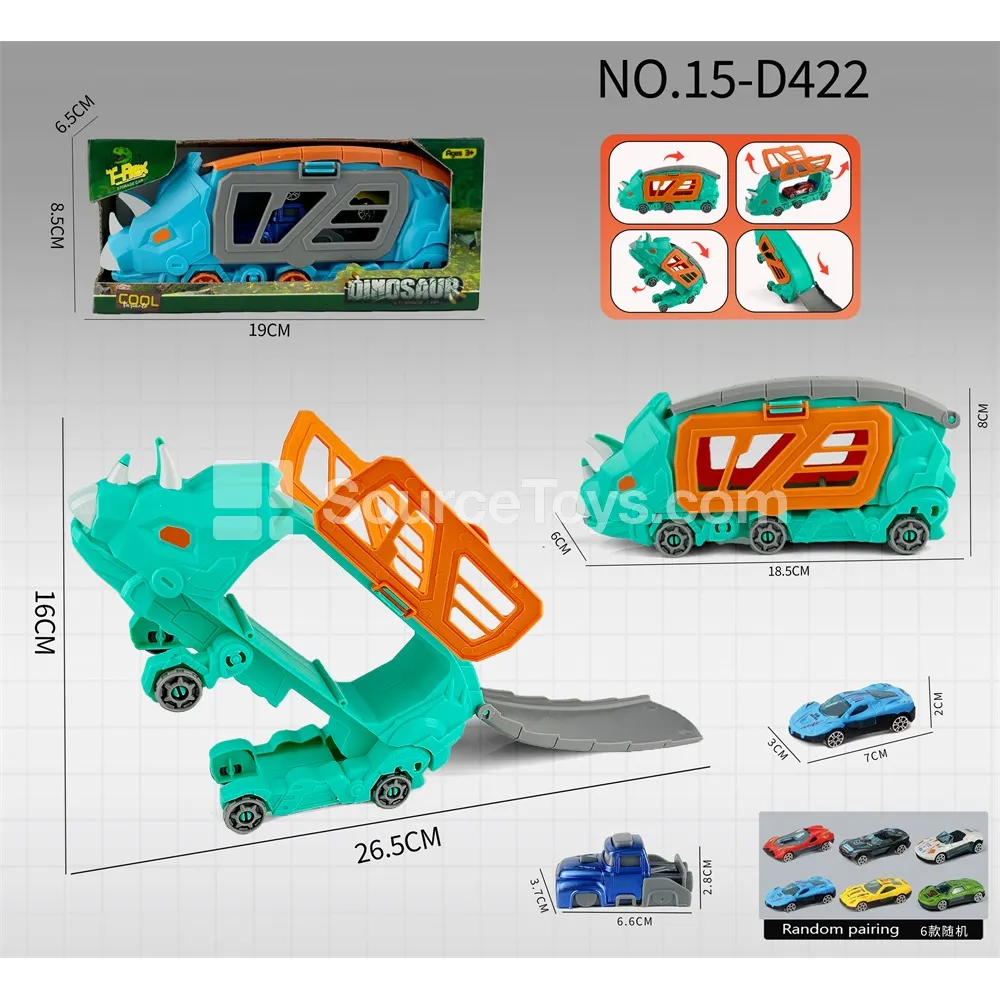 Mini Triceratops Transforming Storage Truck with 1 Die-Cast Car & 1 Launcher (Macaron) Mini Triceratops Transforming Storage Truck with 1 Die-Cast Car & 1 Launcher (Macaron)
