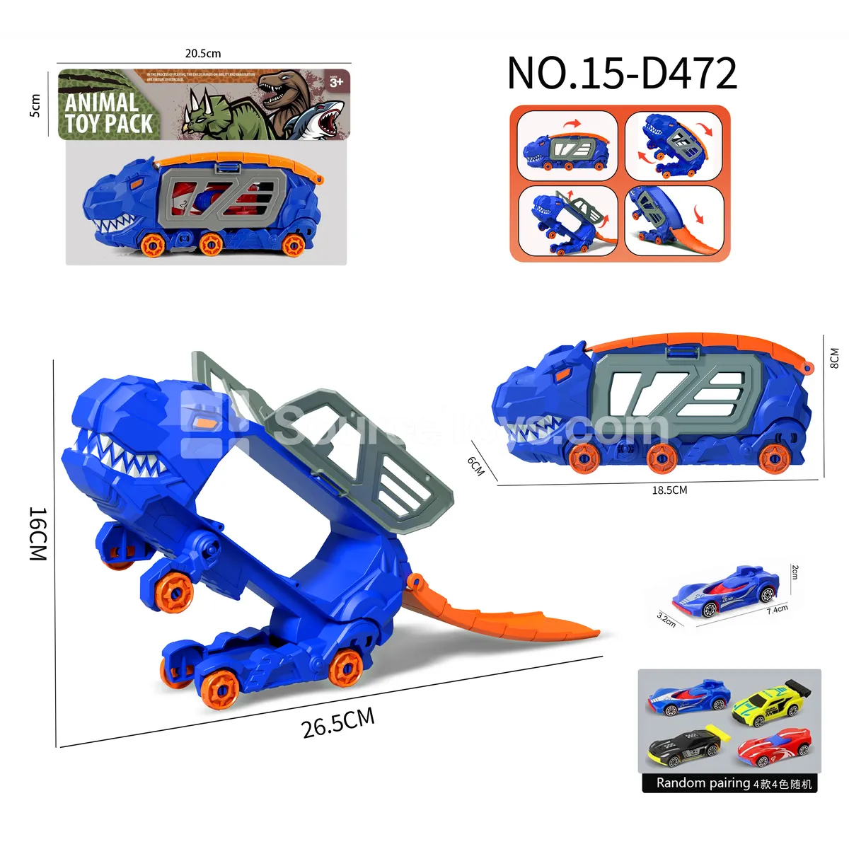 T-Rex Transforming Storage Vehicle & 1 AB Car T-Rex Transforming Storage Vehicle & 1 AB Car