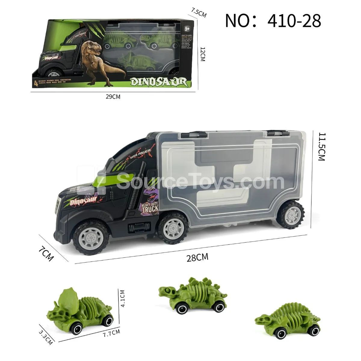 Dinosaur Storage Truck with 3 Skeleton Sliding Cars Dinosaur Storage Truck with 3 Skeleton Sliding Cars