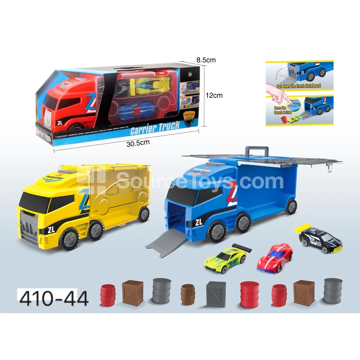 Launcher Car Carrier with 2 Sports Cars & 9 Accessories