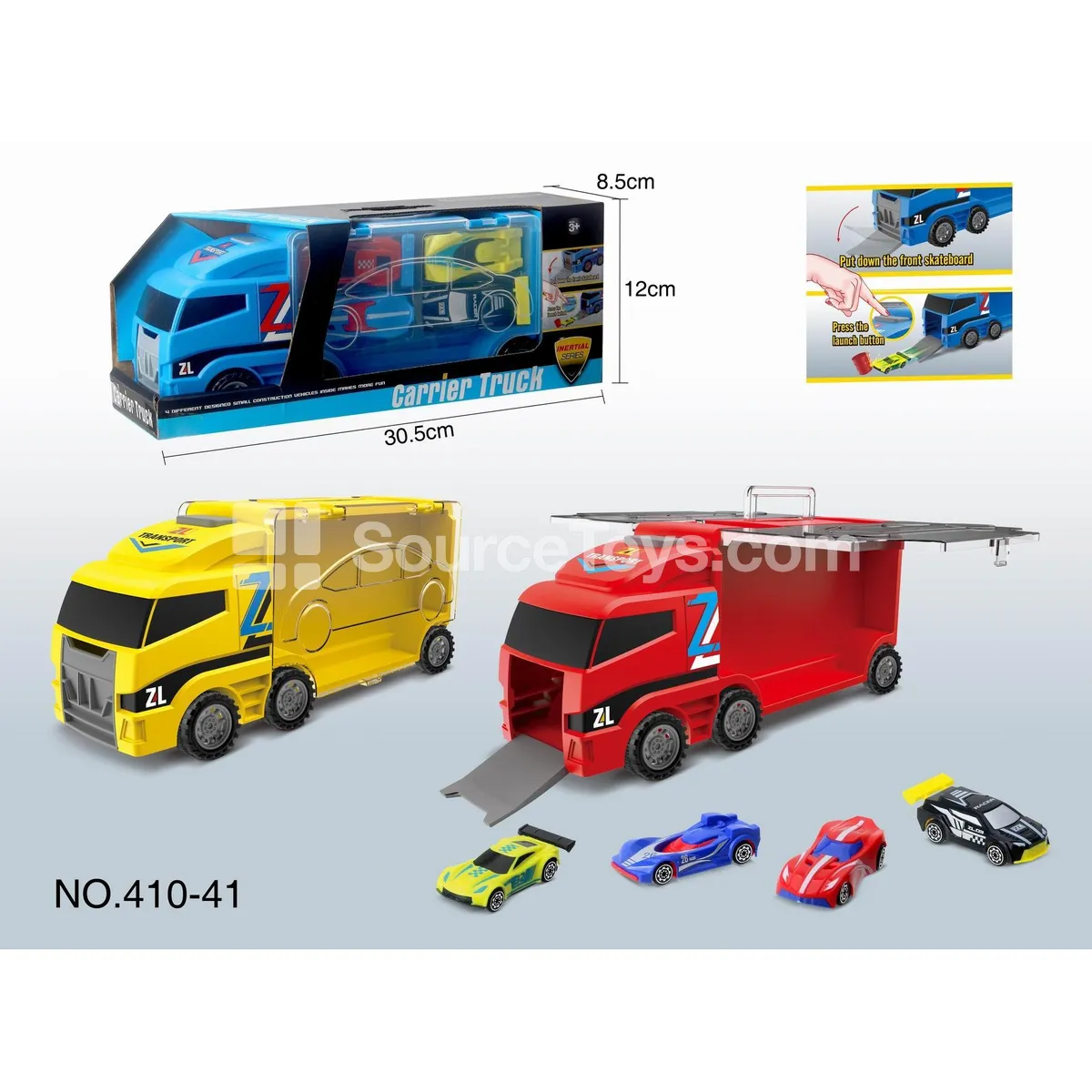 Pop-out Car Carrier with 4 Sports Cars Pop-out Car Carrier with 4 Sports Cars