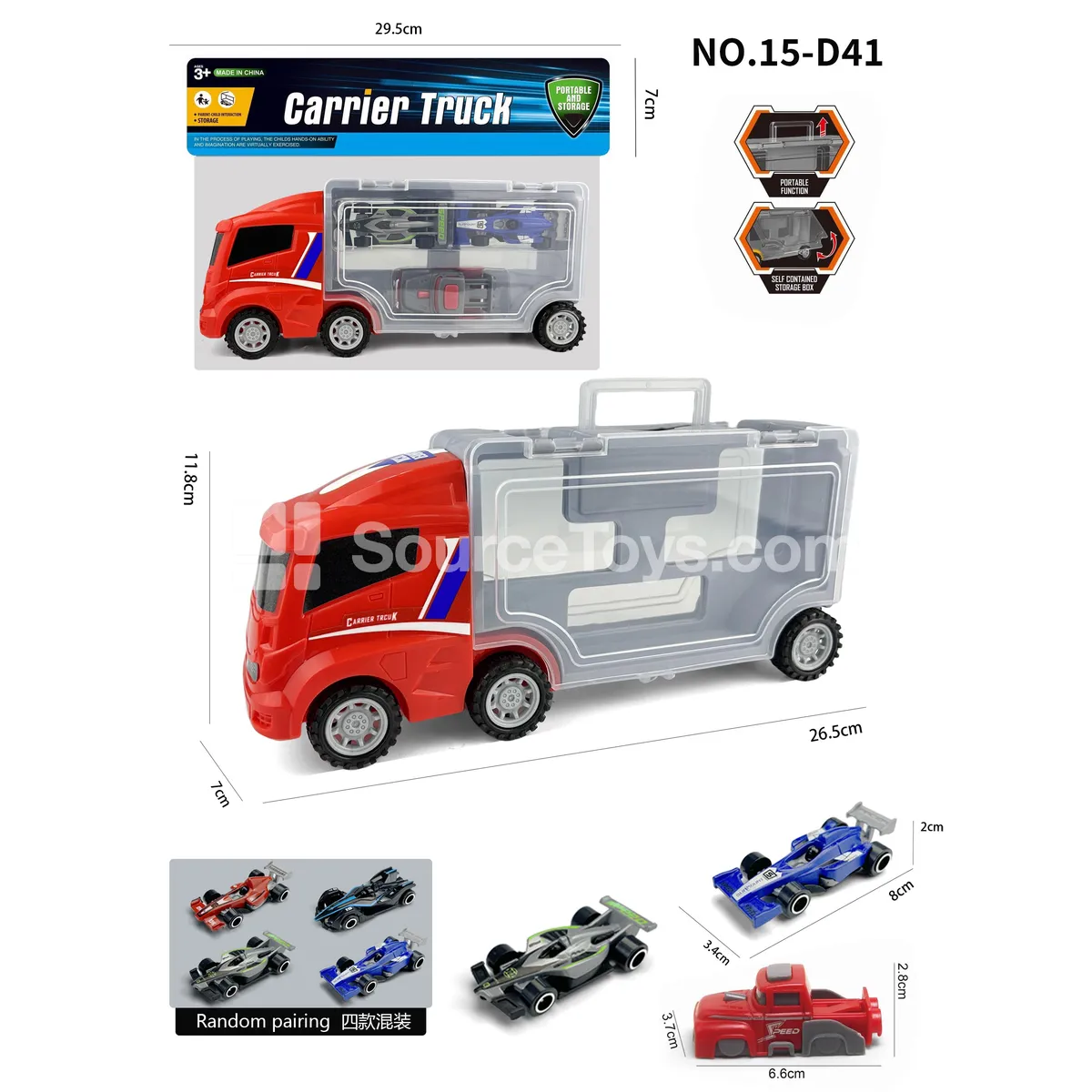 Square Storage Car with 2 F1 Cars and Launcher Square Storage Car with 2 F1 Cars and Launcher