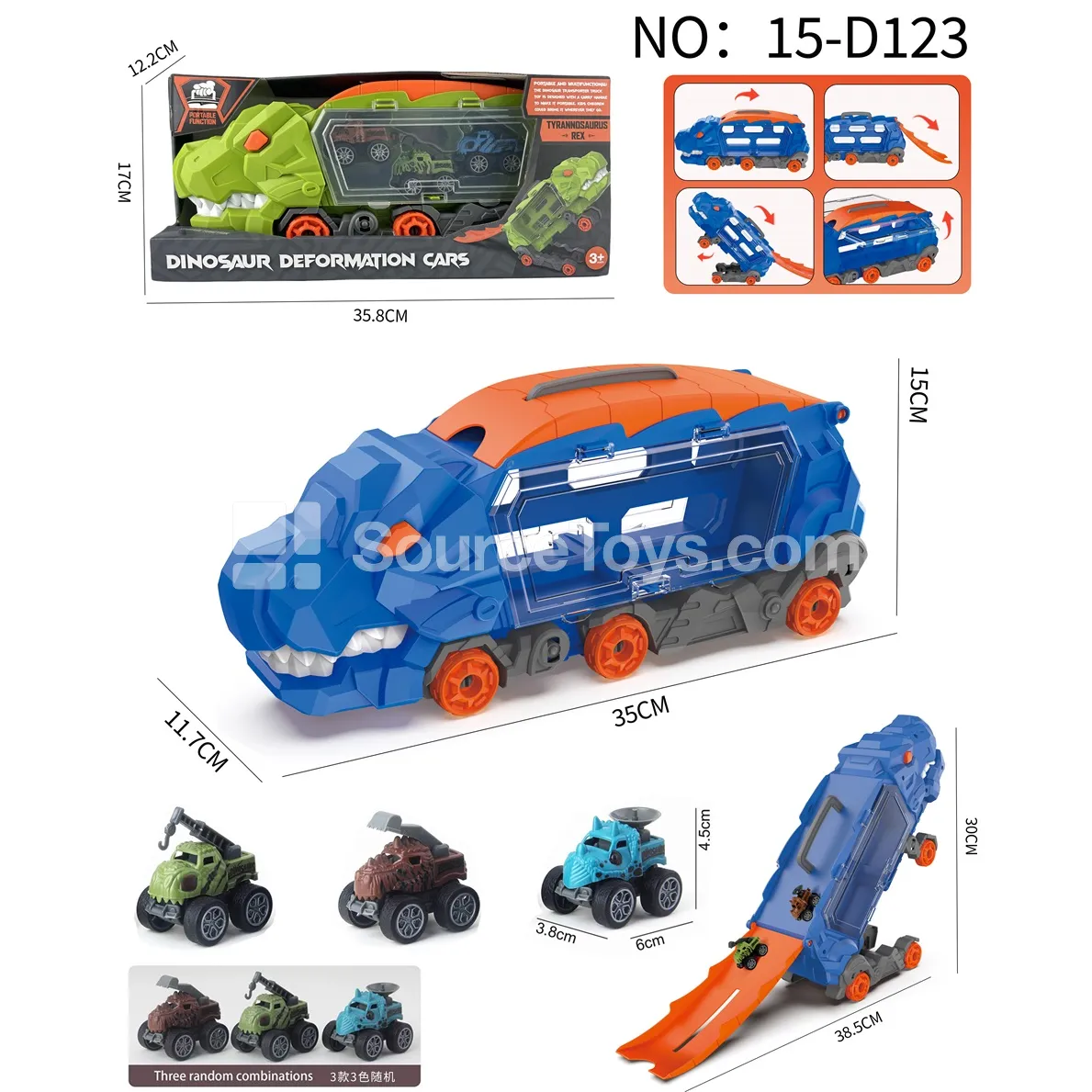 T-Rex Transforming Storage Truck with 3 Construction Dinosaur Cars T-Rex Transforming Storage Truck with 3 Construction Dinosaur Cars