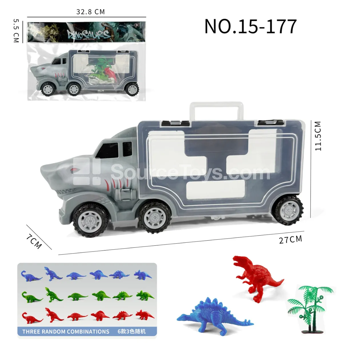 Shark Storage Car with 2 Dinosaur Figures and 1 Tree Shark Storage Car with 2 Dinosaur Figures and 1 Tree