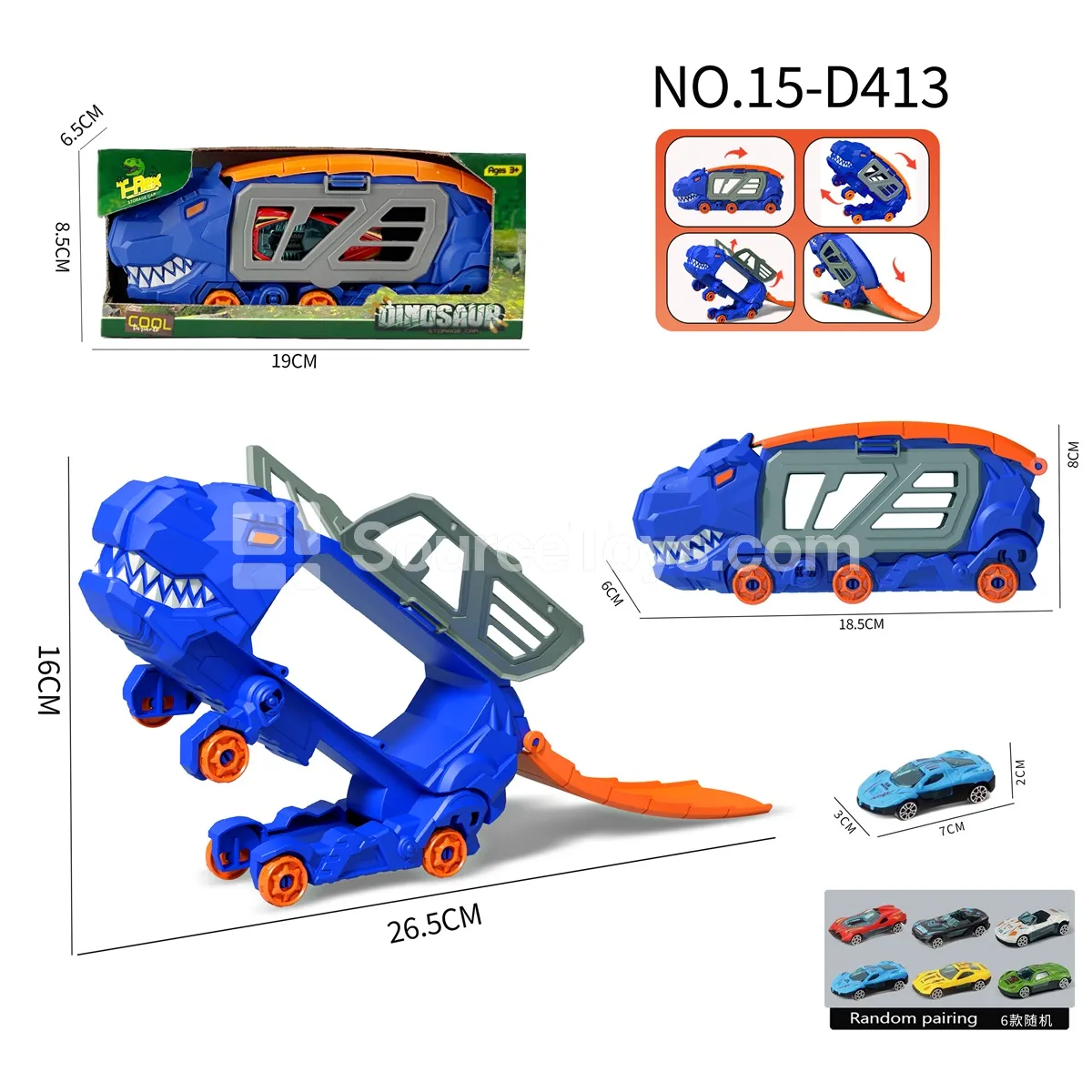 Transformable T-Rex Storage Car with 1 Alloy Car Transformable T-Rex Storage Car with 1 Alloy Car