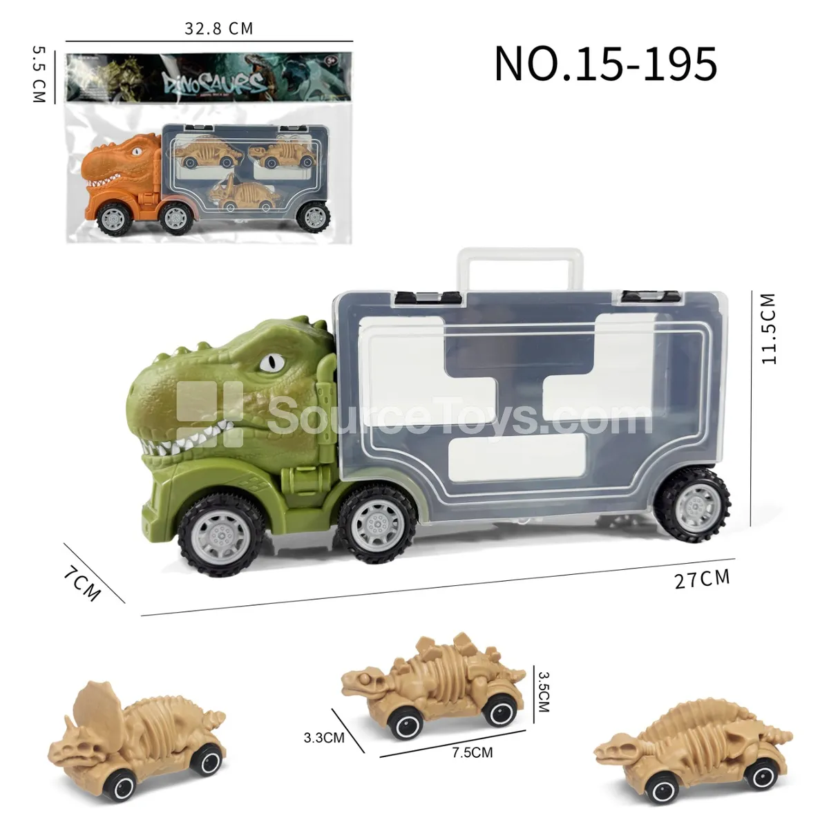 T-Rex Storage Truck with 3 Skeleton Dinosaur Cars T-Rex Storage Truck with 3 Skeleton Dinosaur Cars