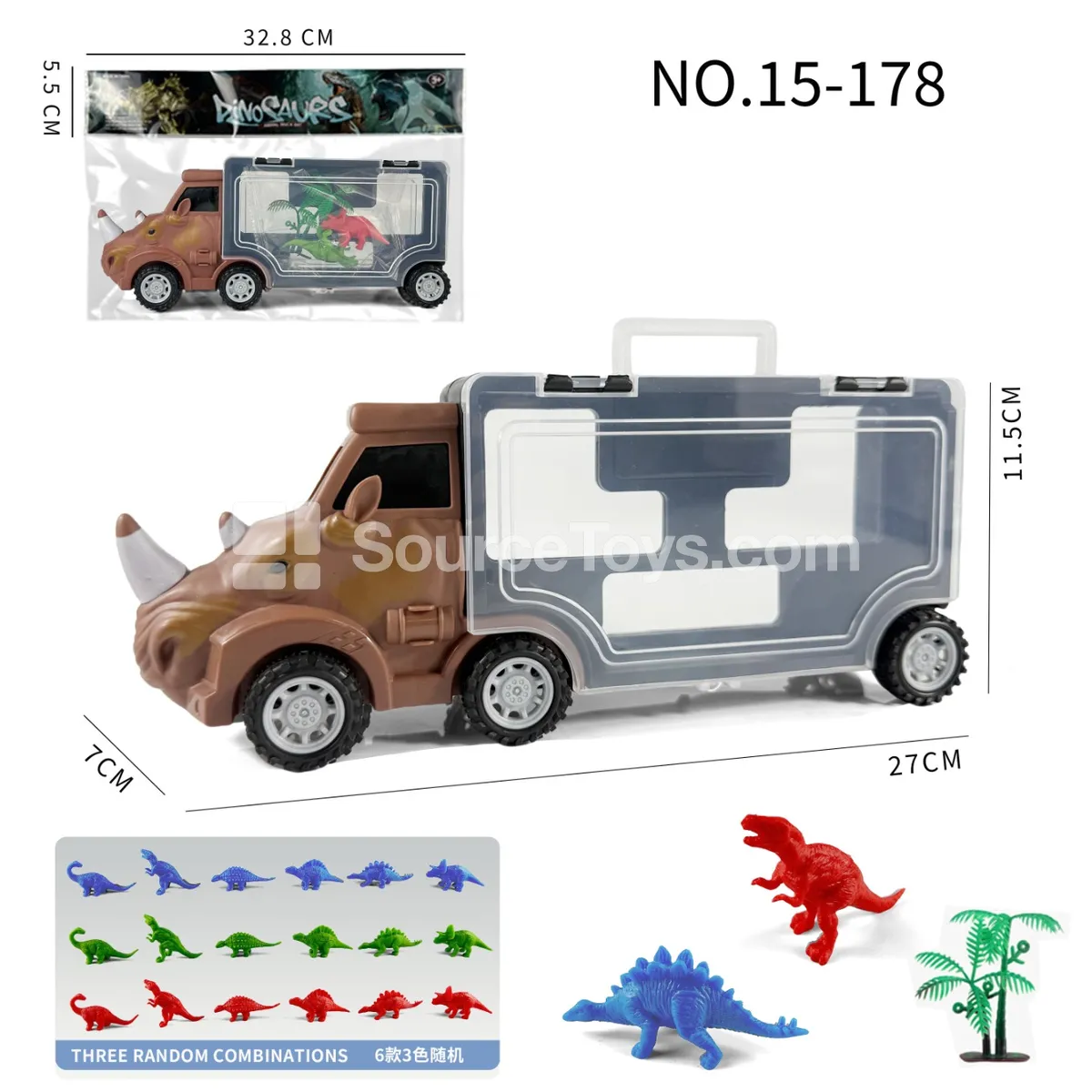 Rhino Storage Truck with 2 Dinosaur Figures and 1 Tree Rhino Storage Truck with 2 Dinosaur Figures and 1 Tree