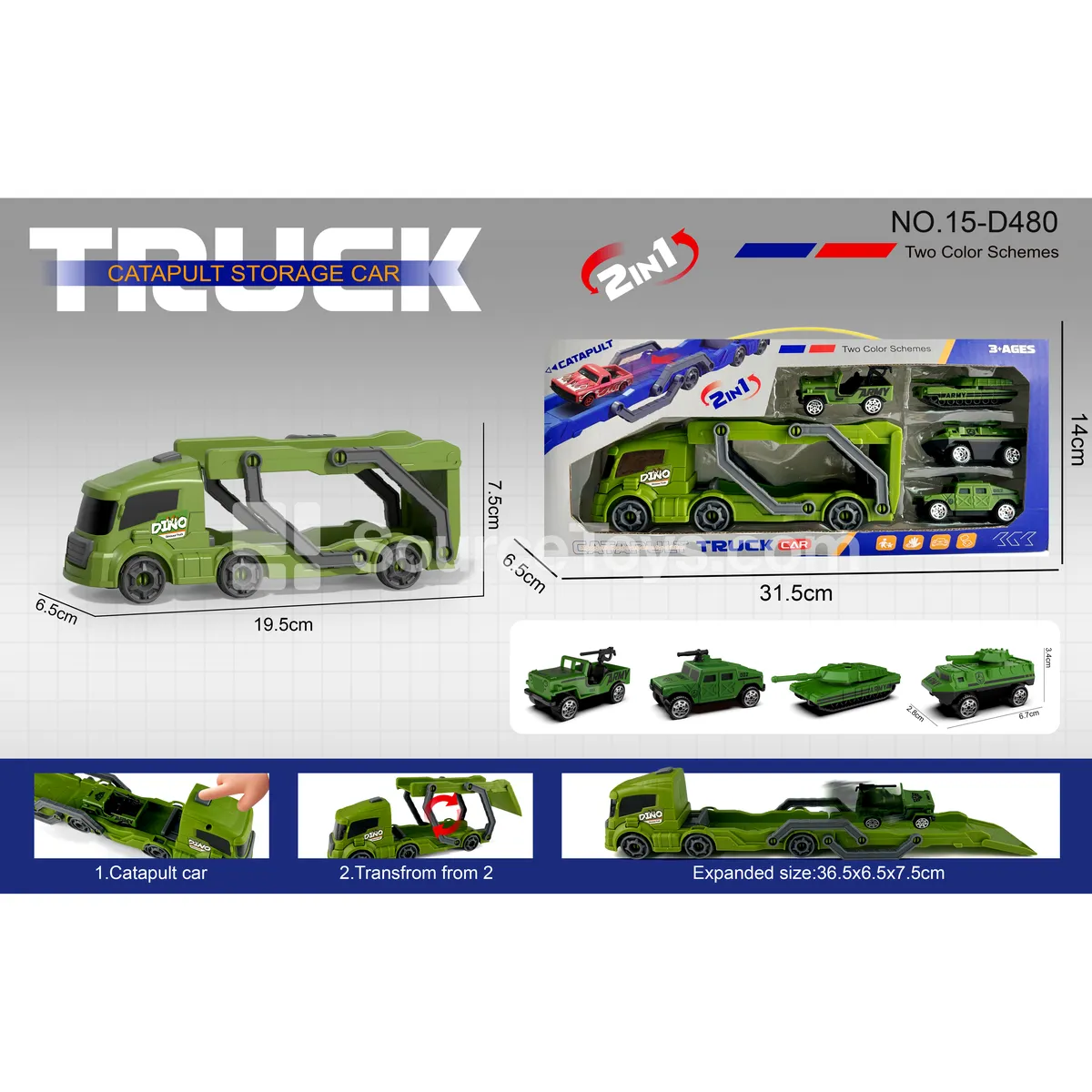 Square-Head Military Launcher Track Car with 4 Military Cars Square-Head Military Launcher Track Car with 4 Military Cars