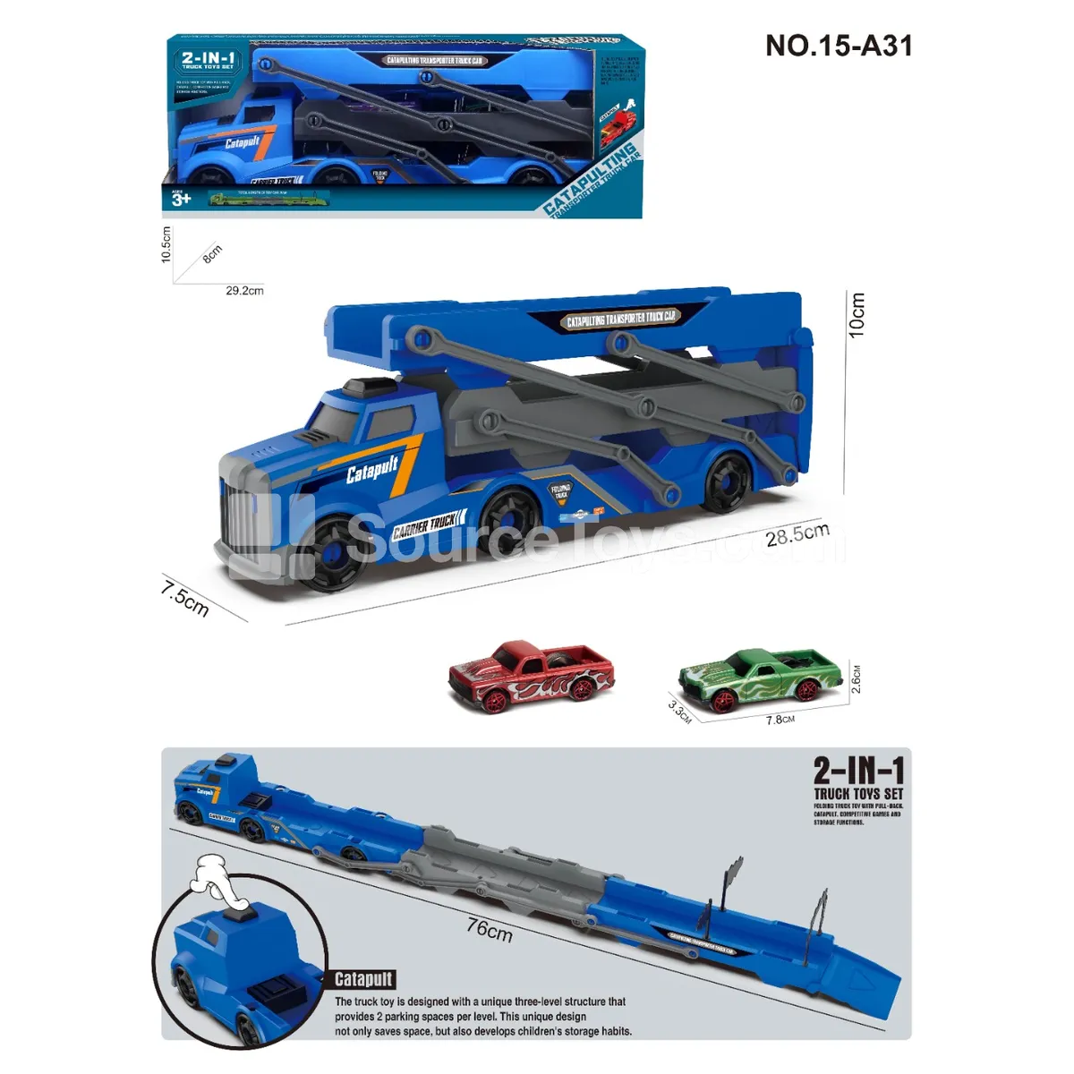 Folding Launcher Car with 2 Muscle Cars